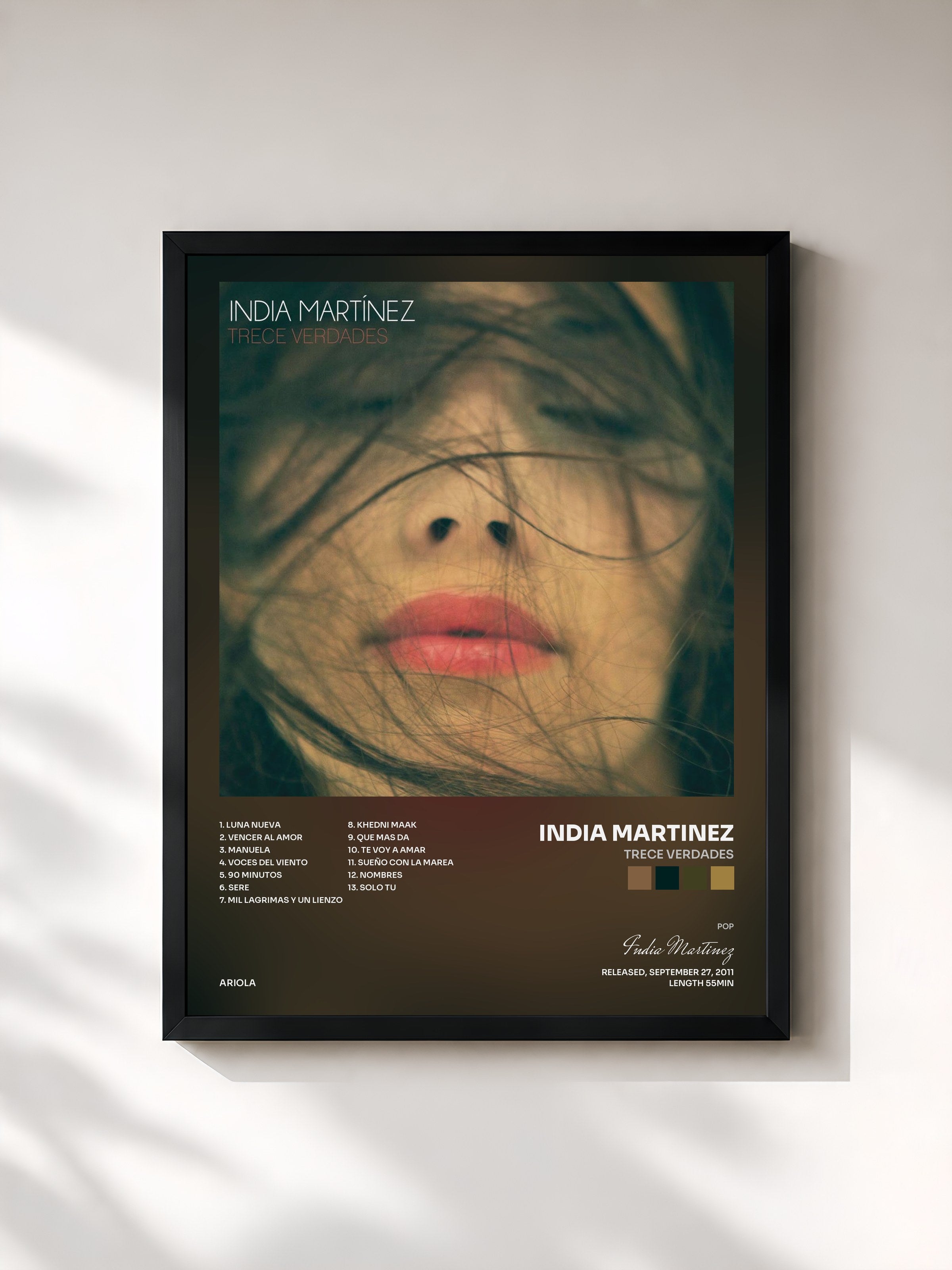 #noir Tableau de l'album Trece Verdades de India Martinez, cadre noir, imprimé et encadré en France