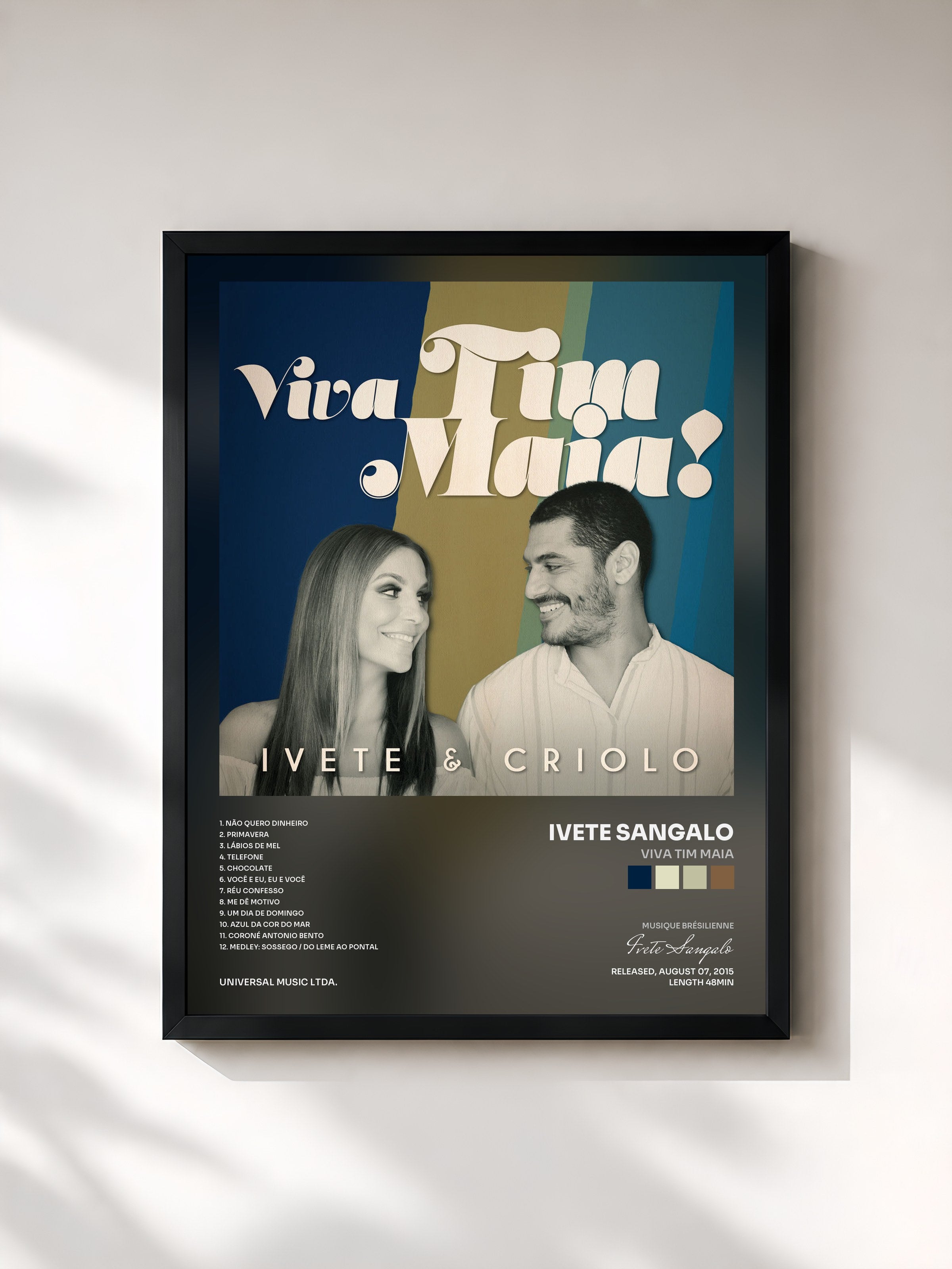 #noir Tableau de l'album Viva Tim Maia de Ivete Sangalo, cadre noir, imprimé et encadré en France