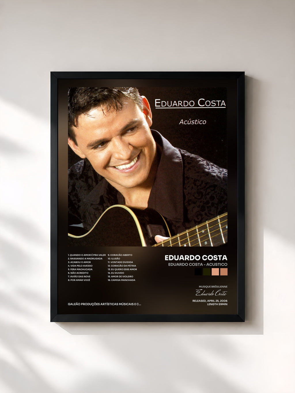 #noir Tableau de l'album Eduardo Costa - Acustico de Eduardo Costa, cadre noir, imprimé et encadré en France