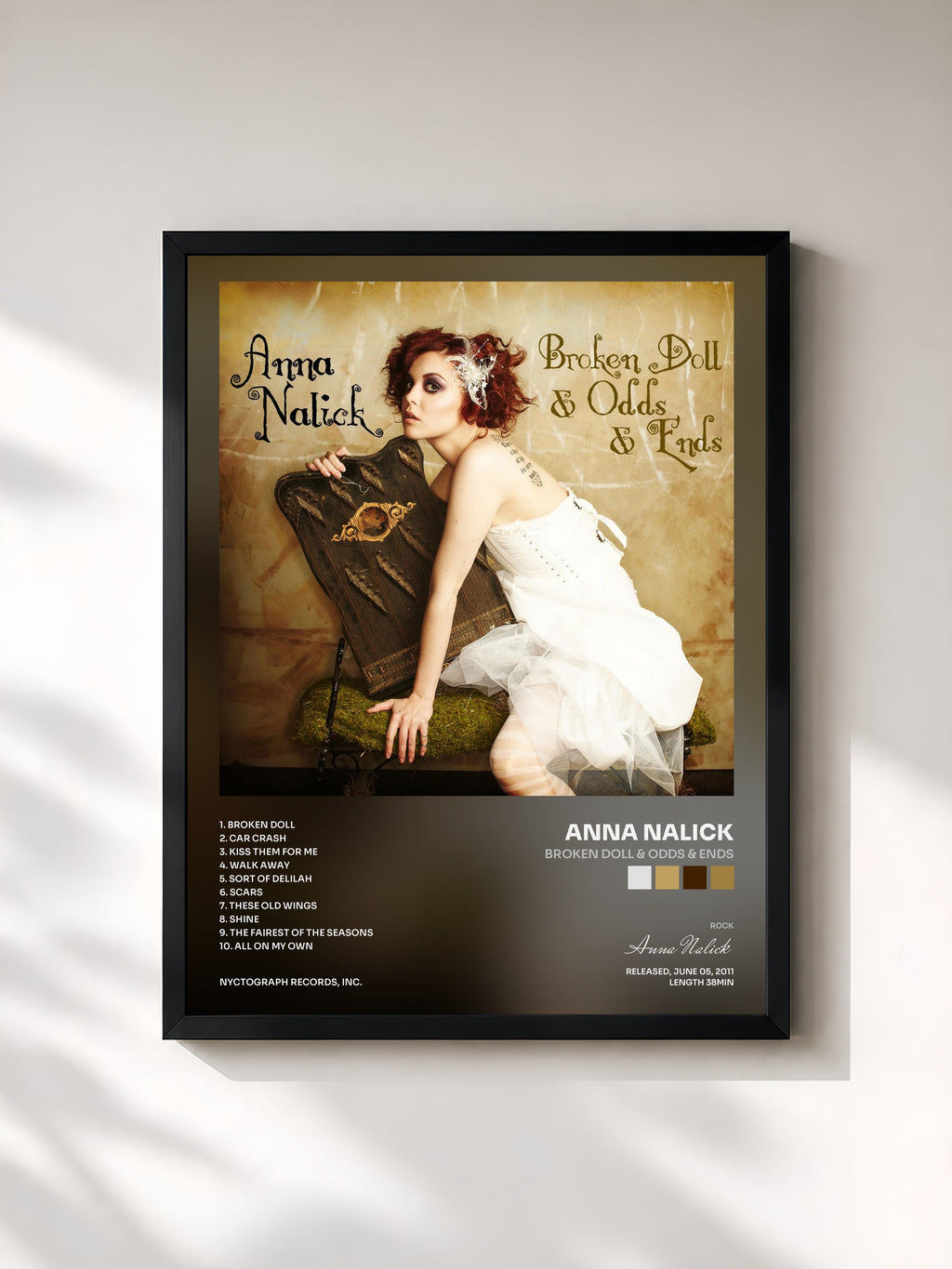 #noir Tableau de l'album Broken Doll & Odds & Ends de Anna Nalick, cadre noir, imprimé et encadré en France