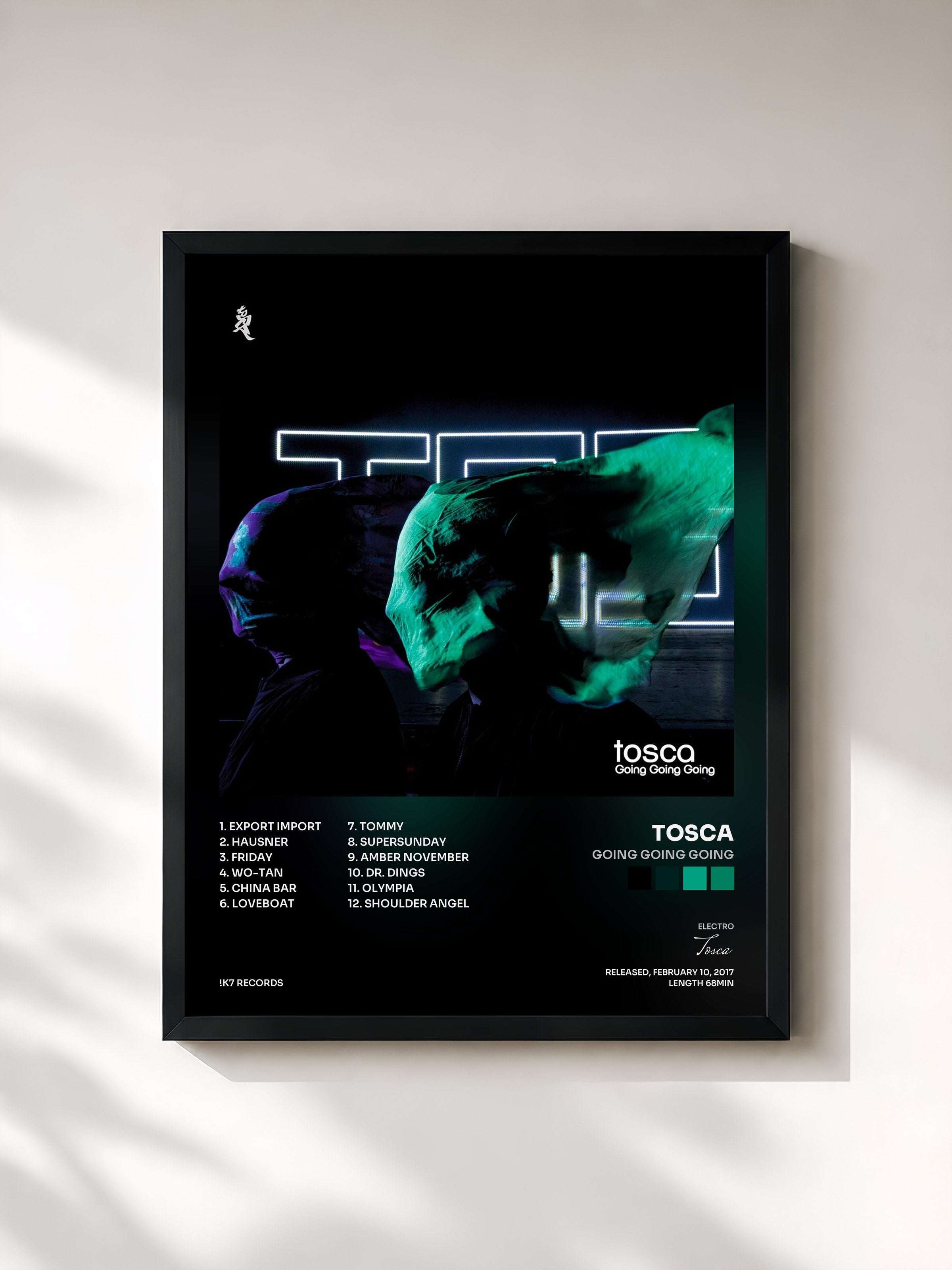 #noir Tableau de l'album Going Going Going de Tosca, cadre noir, imprimé et encadré en France