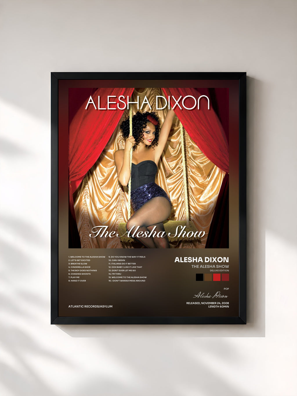 #noir Tableau de l'album The Alesha Show (Deluxe Edition) de Alesha Dixon, cadre noir, imprimé et encadré en France
