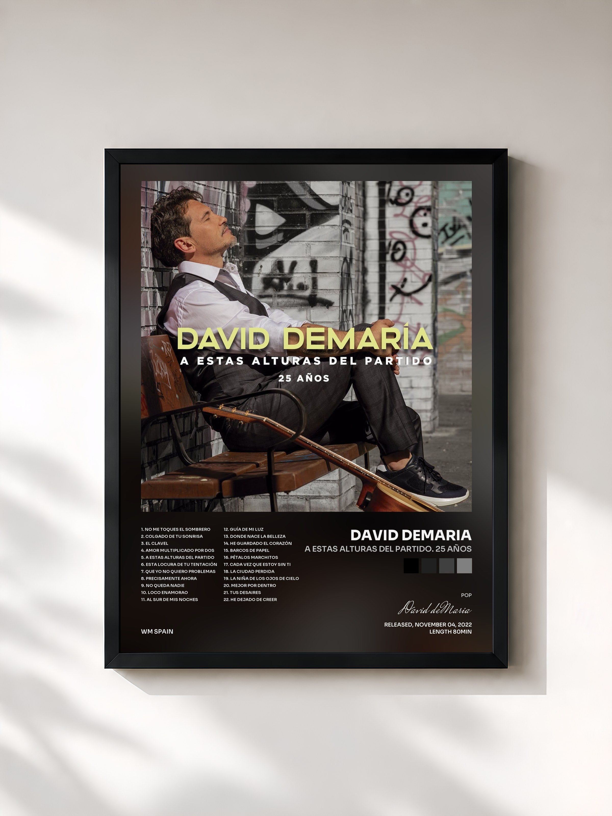 #noir Tableau de l'album A estas alturas del partido. 25 años de David deMaria, cadre noir, imprimé et encadré en France
