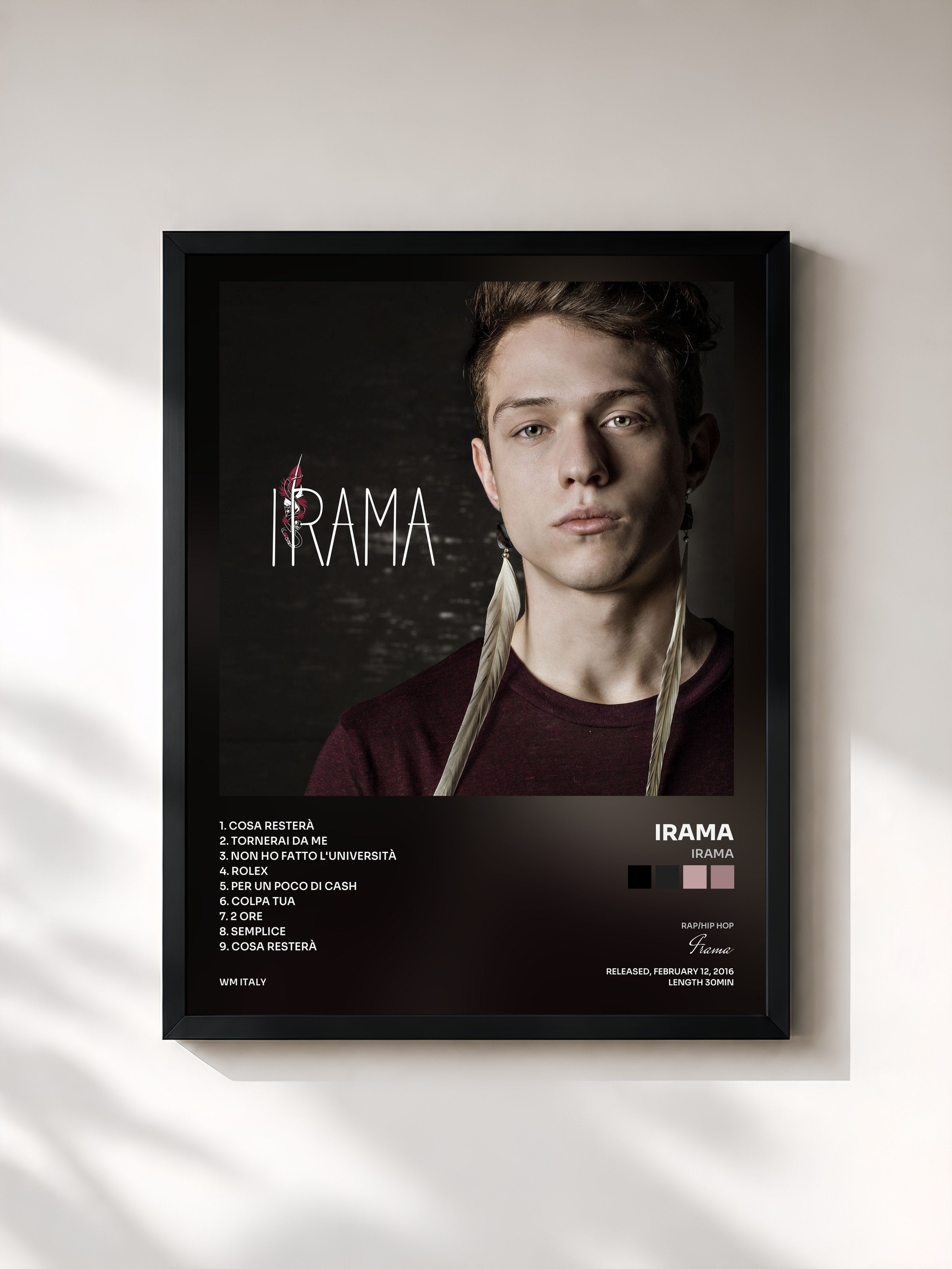 #noir Tableau de l'album Irama de Irama, cadre noir, imprimé et encadré en France