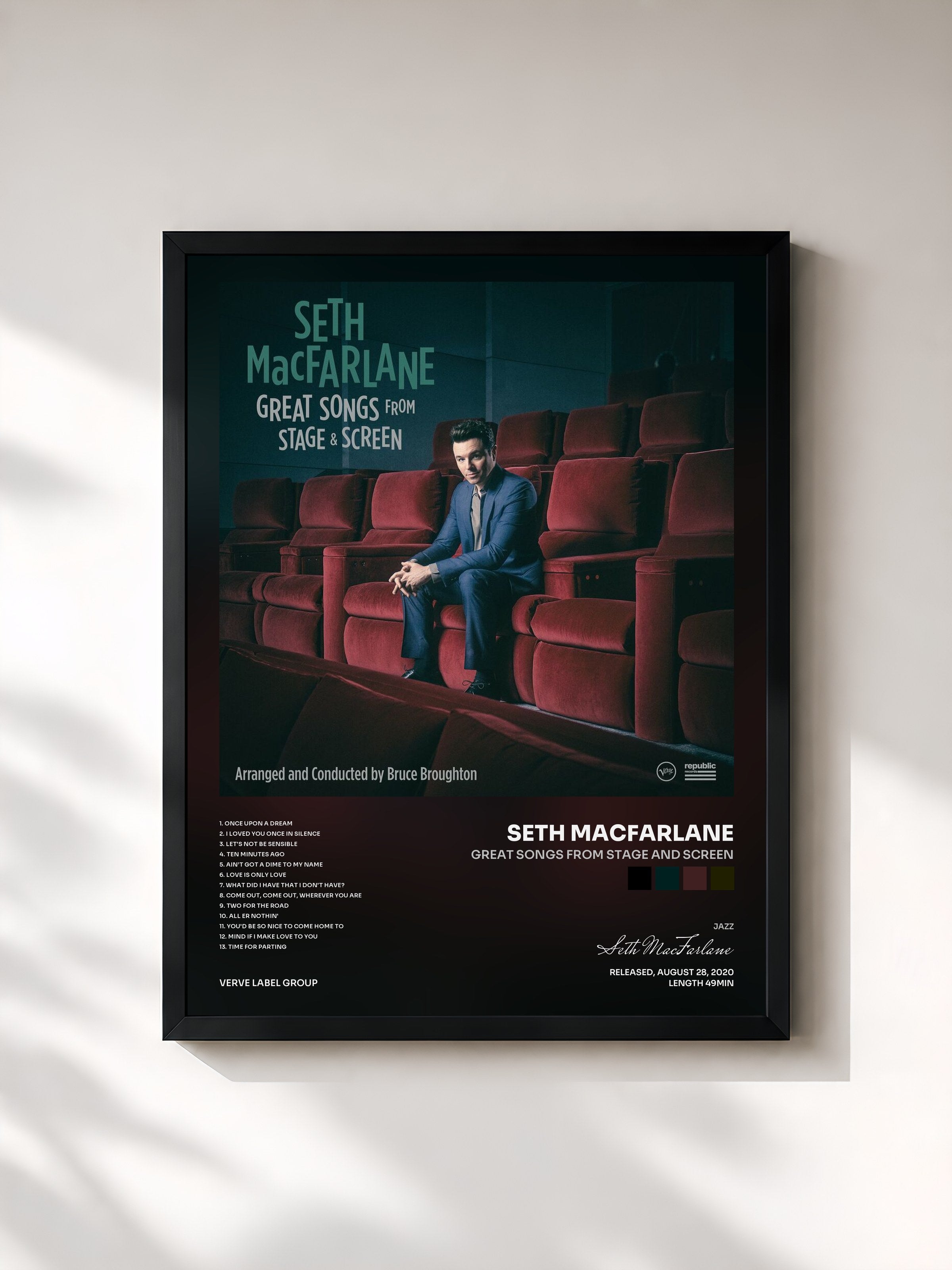 #noir Tableau de l'album Great Songs From Stage And Screen de Seth MacFarlane, cadre noir, imprimé et encadré en France