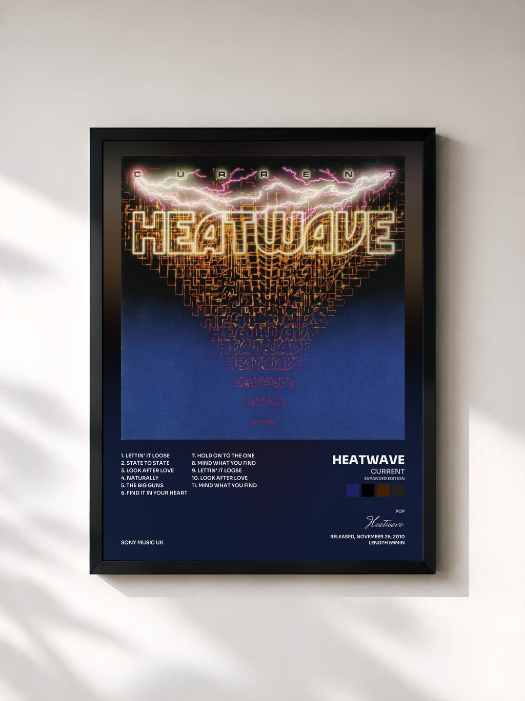 #noir Tableau de l'album Current (Expanded Edition) de Heatwave, cadre noir, imprimé et encadré en France