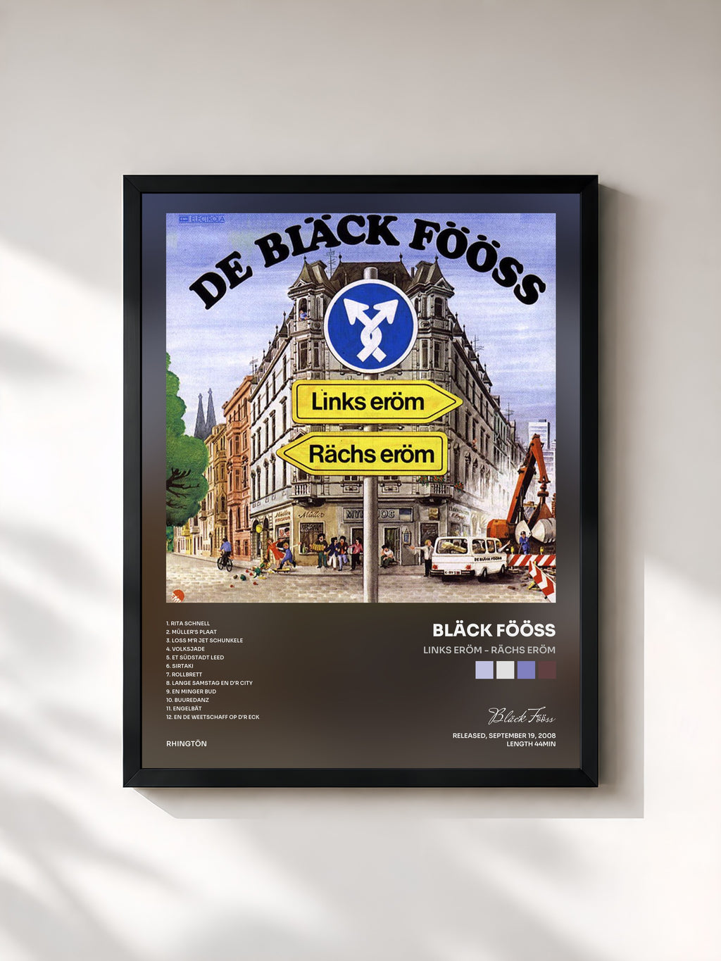 #noir Tableau de l'album Links Eröm - Rächs Eröm de Bläck Fööss, cadre noir, imprimé et encadré en France