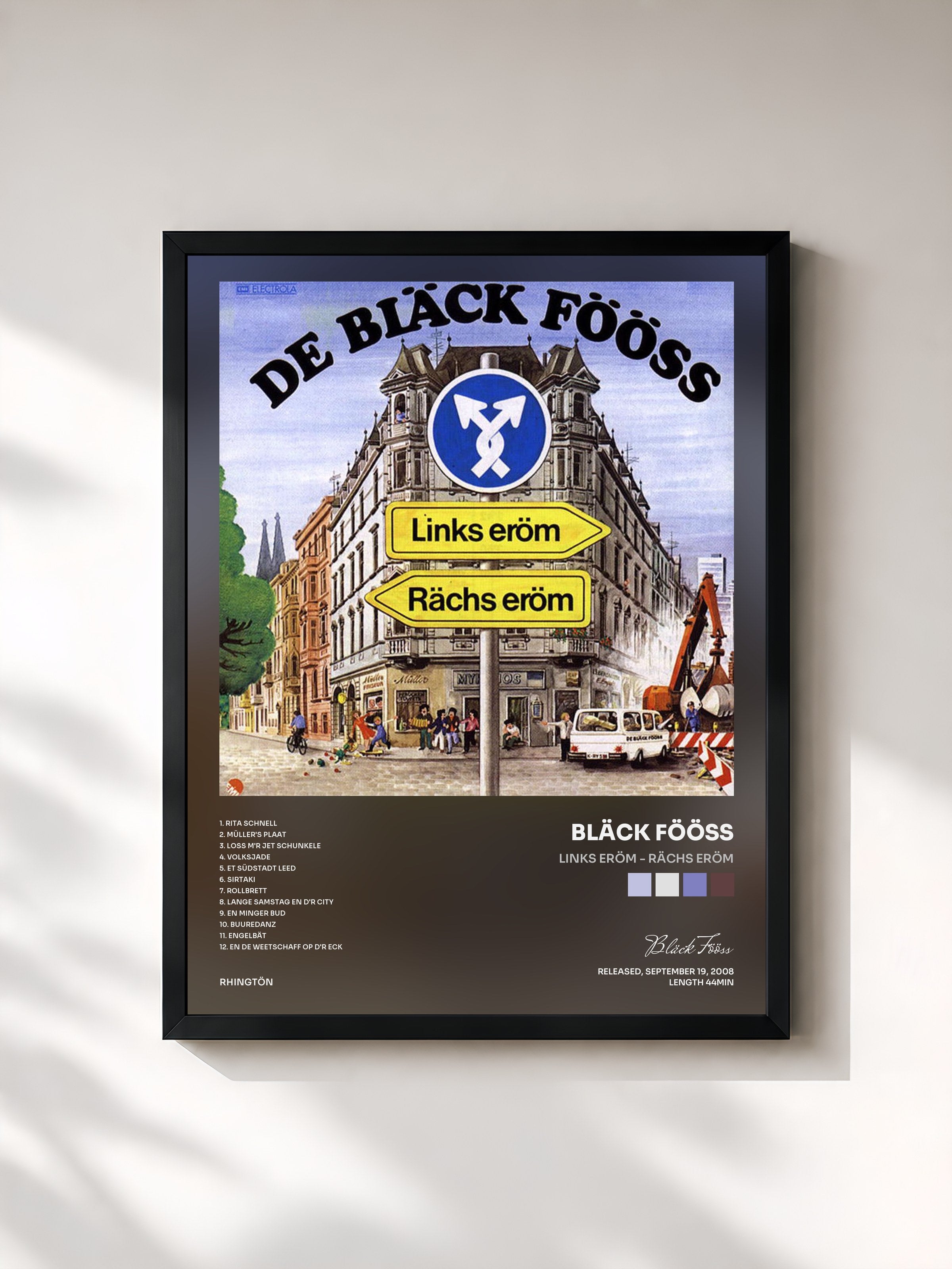 #noir Tableau de l'album Links Eröm - Rächs Eröm de Bläck Fööss, cadre noir, imprimé et encadré en France