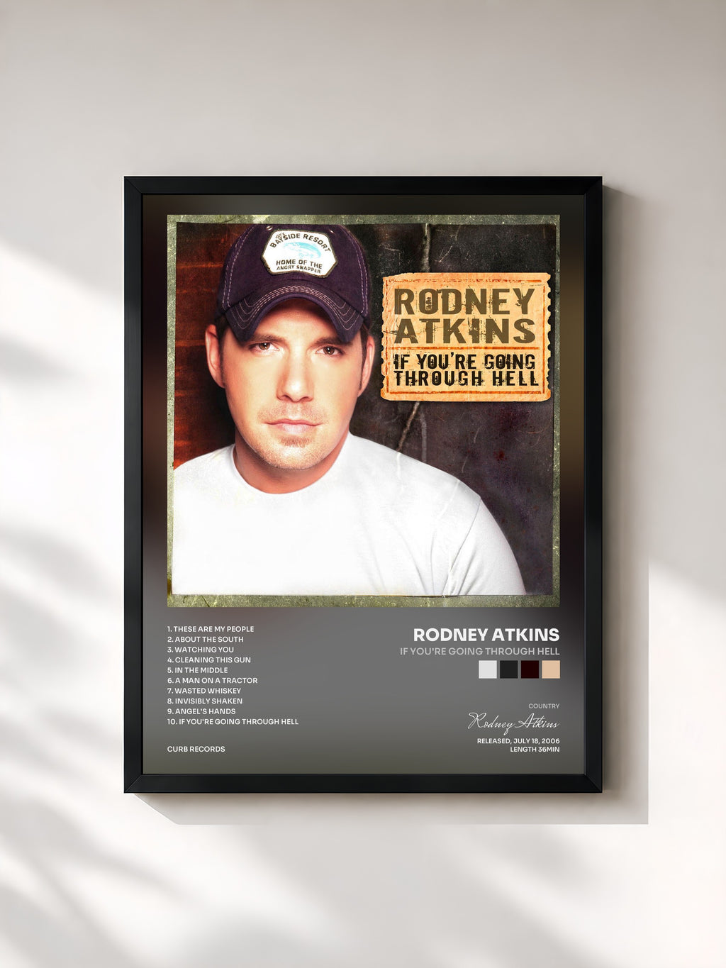 #noir Tableau de l'album If You're Going Through Hell de Rodney Atkins, cadre noir, imprimé et encadré en France