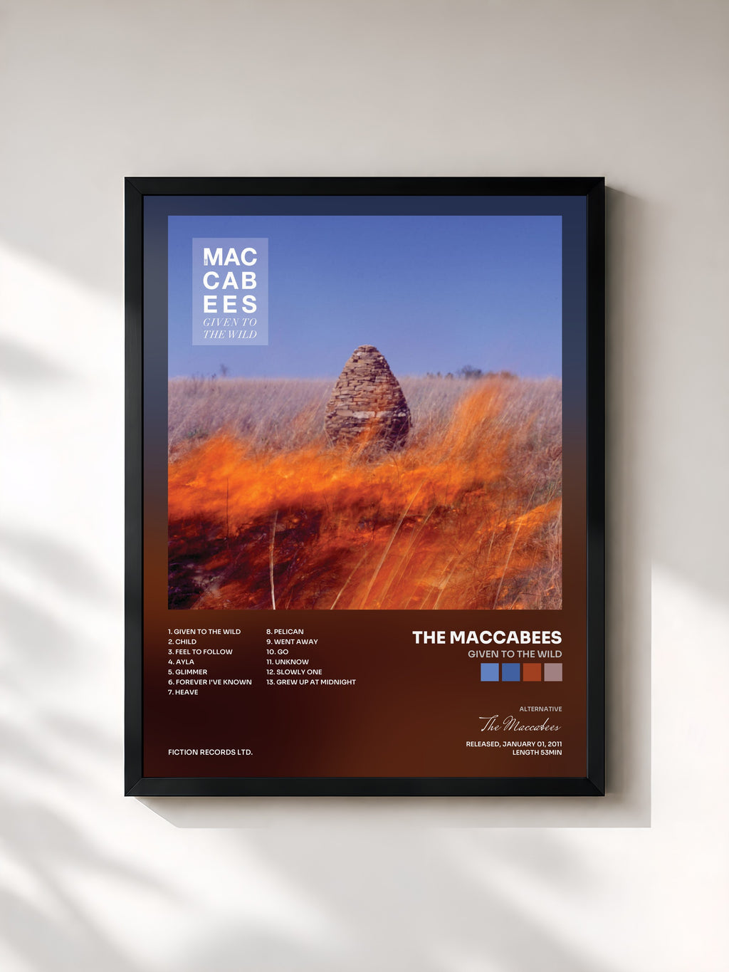 #noir Tableau de l'album Given To The Wild de The Maccabees, cadre noir, imprimé et encadré en France
