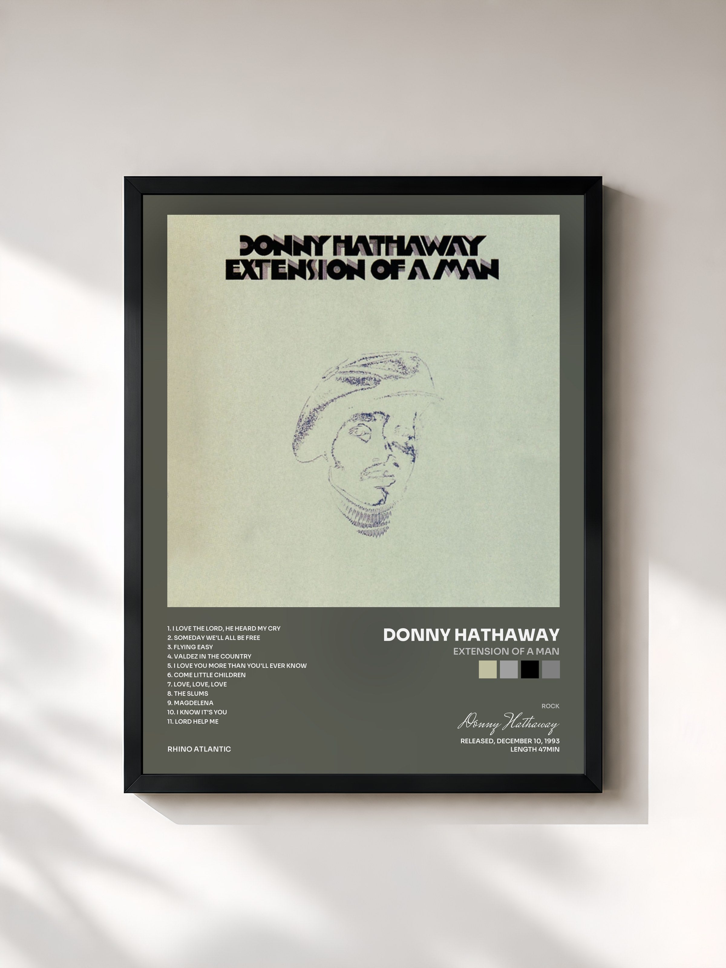 #noir Tableau de l'album Extension of a Man de Donny Hathaway, cadre noir, imprimé et encadré en France