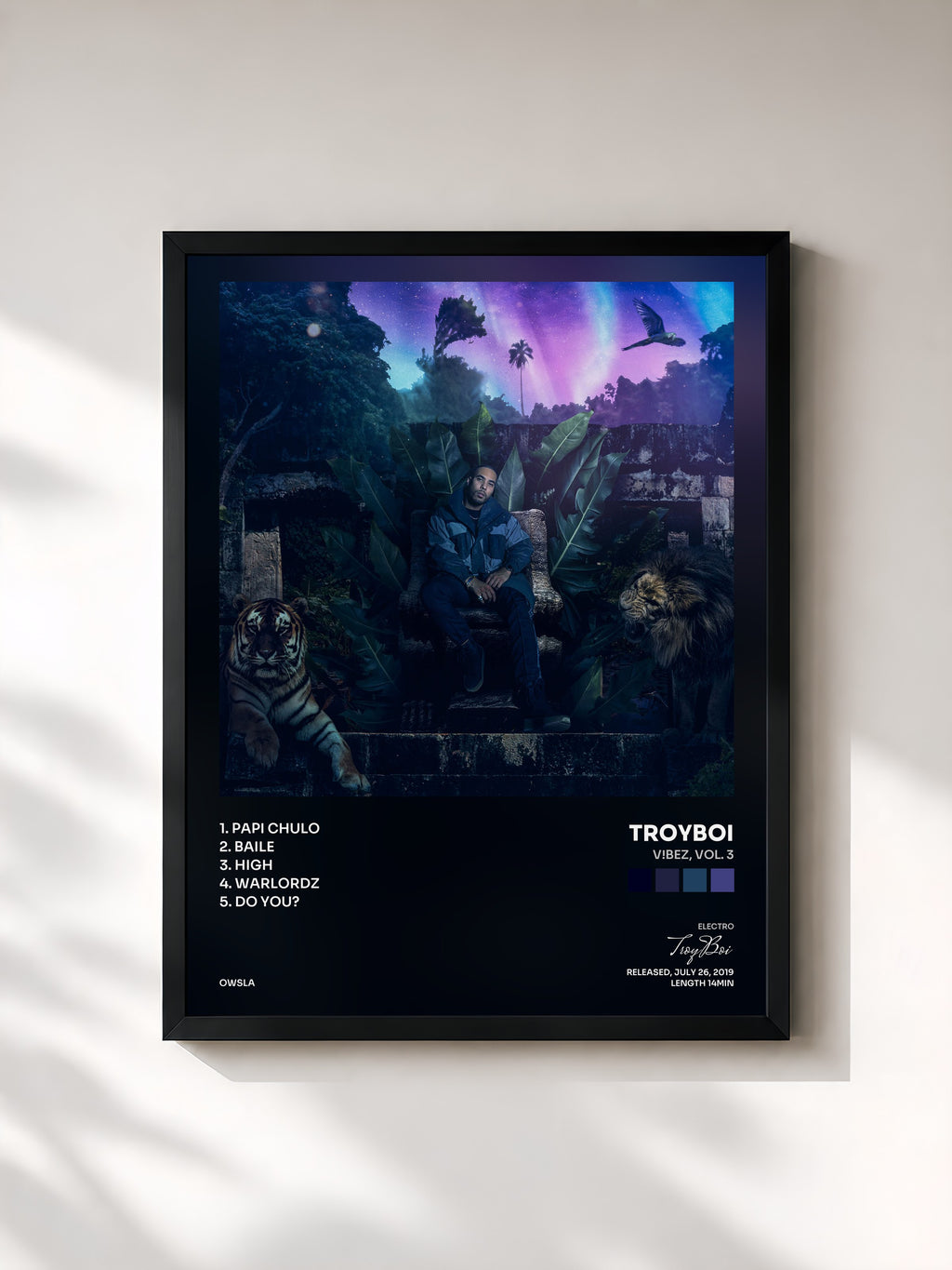 #noir Tableau de l'album V!BEZ, Vol. 3 de TroyBoi, cadre noir, imprimé et encadré en France