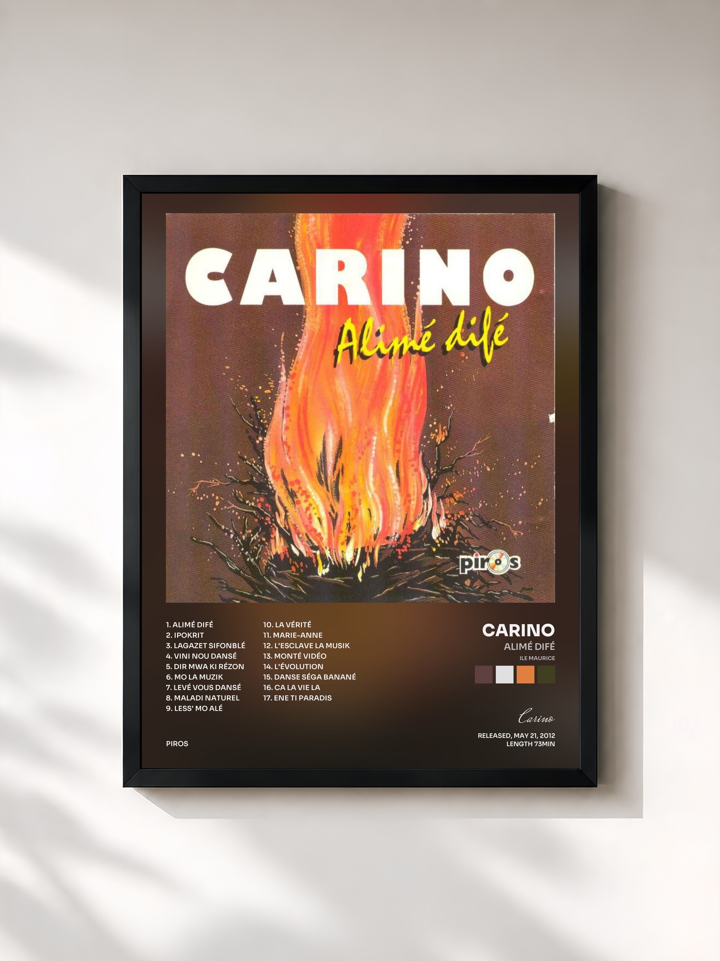 #noir Tableau de l'album Alimé difé (Ile Maurice) de Carino, cadre noir, imprimé et encadré en France