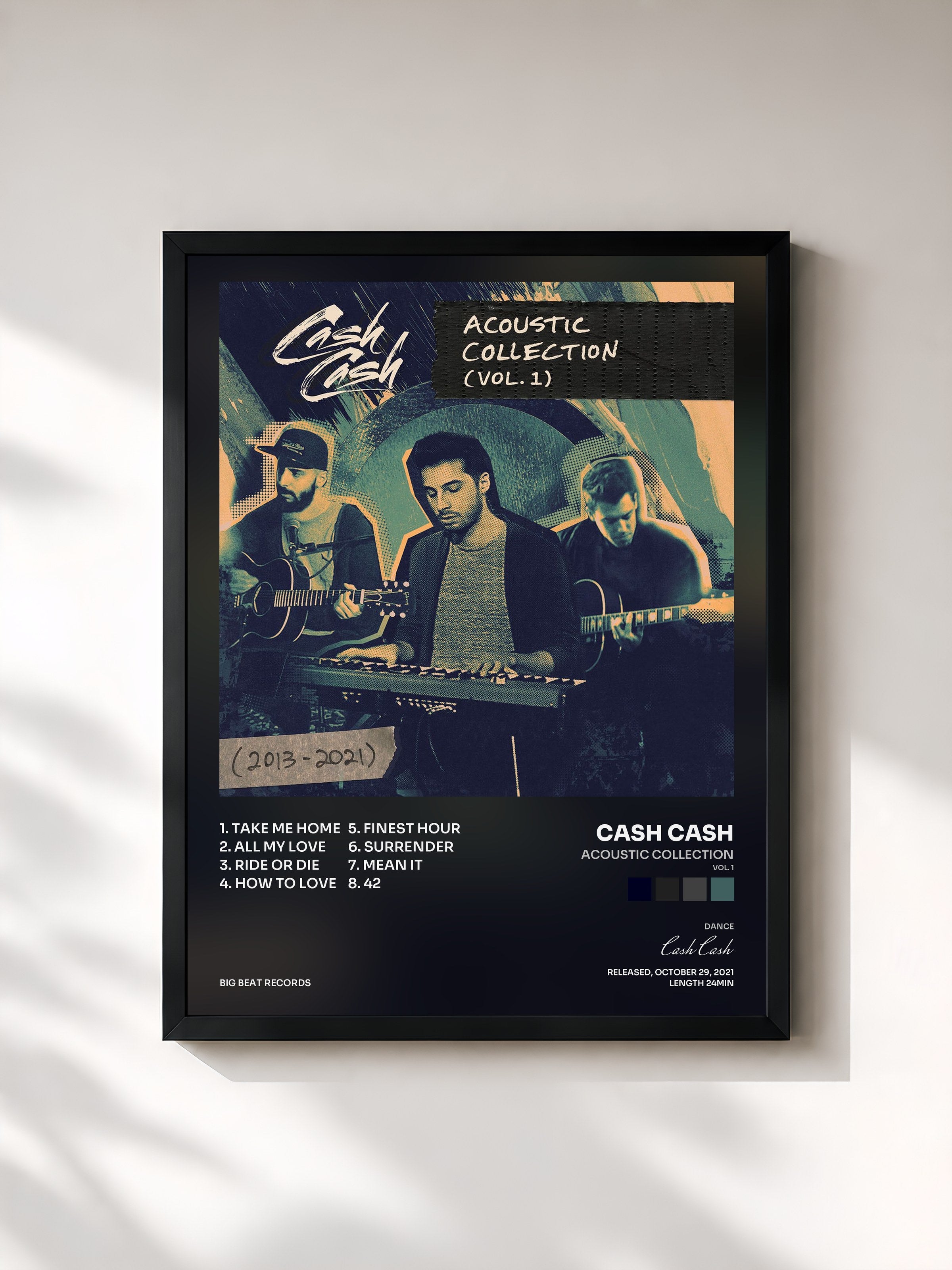#noir Tableau de l'album Acoustic Collection (Vol. 1) de Cash Cash, cadre noir, imprimé et encadré en France