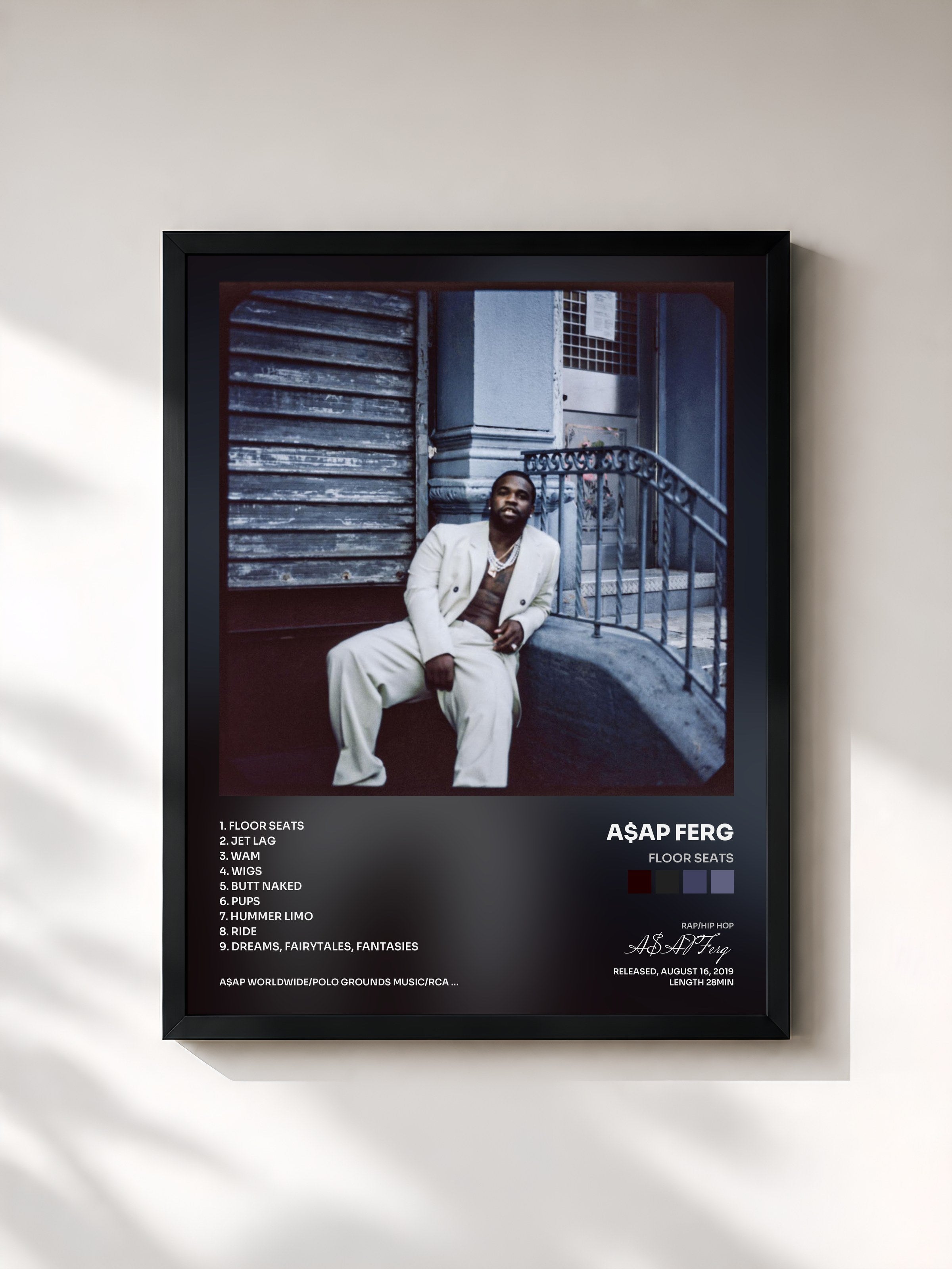 #noir Tableau de l'album Floor Seats de A$AP Ferg, cadre noir, imprimé et encadré en France