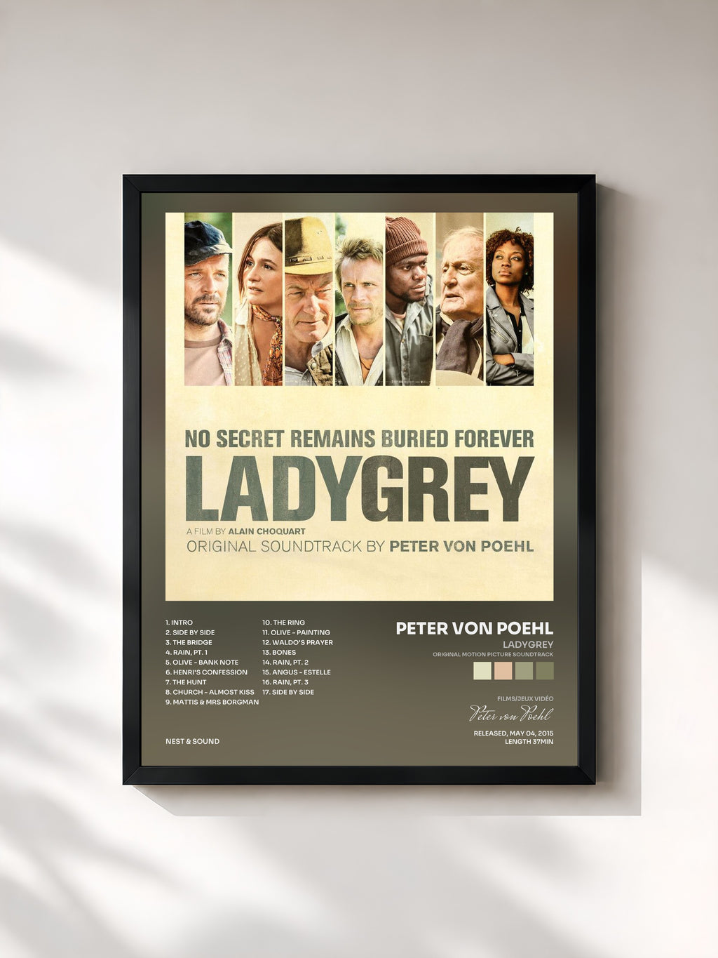 #noir Tableau de l'album Ladygrey (Original Motion Picture Soundtrack) de Peter von Poehl, cadre noir, imprimé et encadré en France