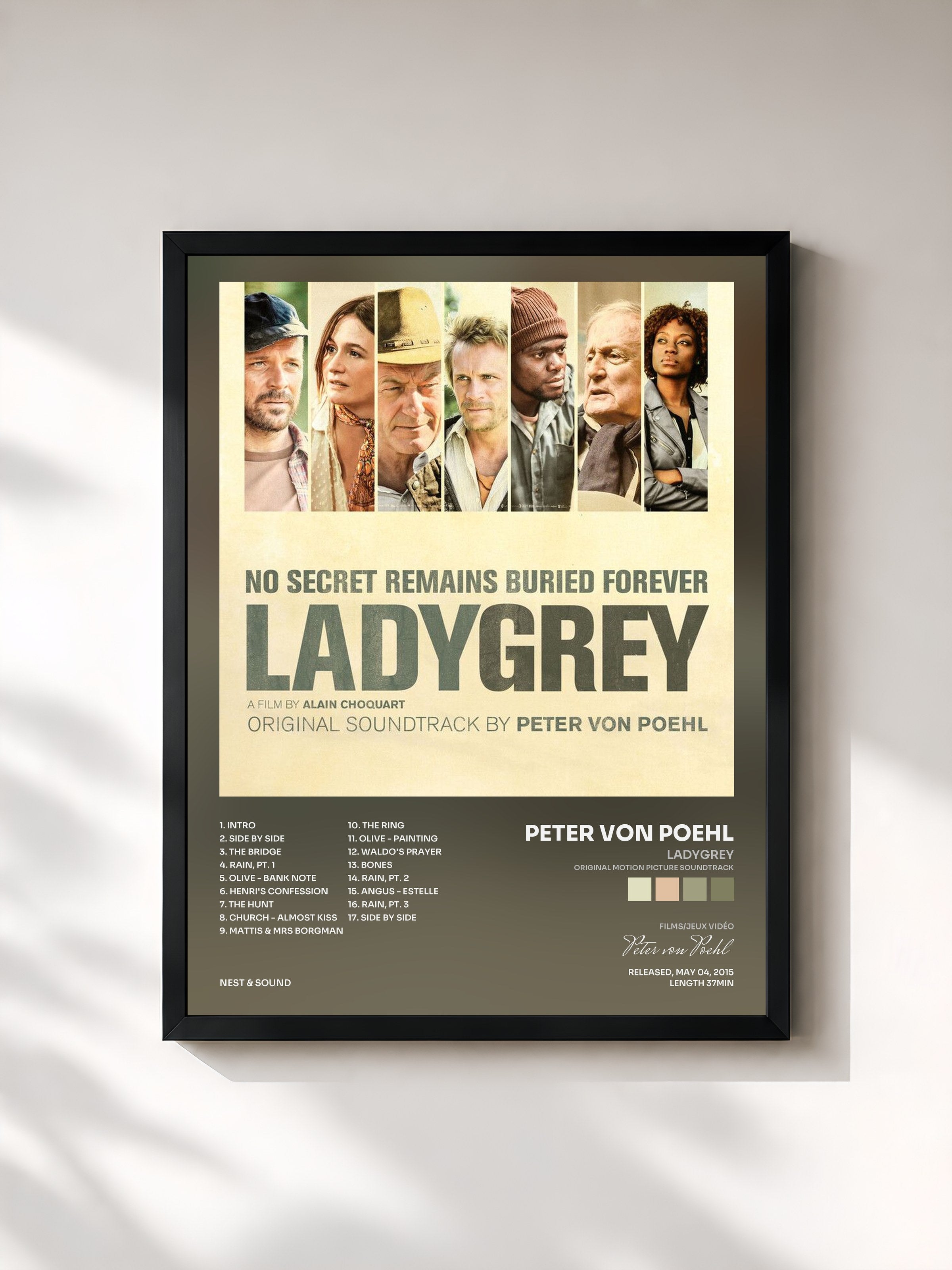 #noir Tableau de l'album Ladygrey (Original Motion Picture Soundtrack) de Peter von Poehl, cadre noir, imprimé et encadré en France