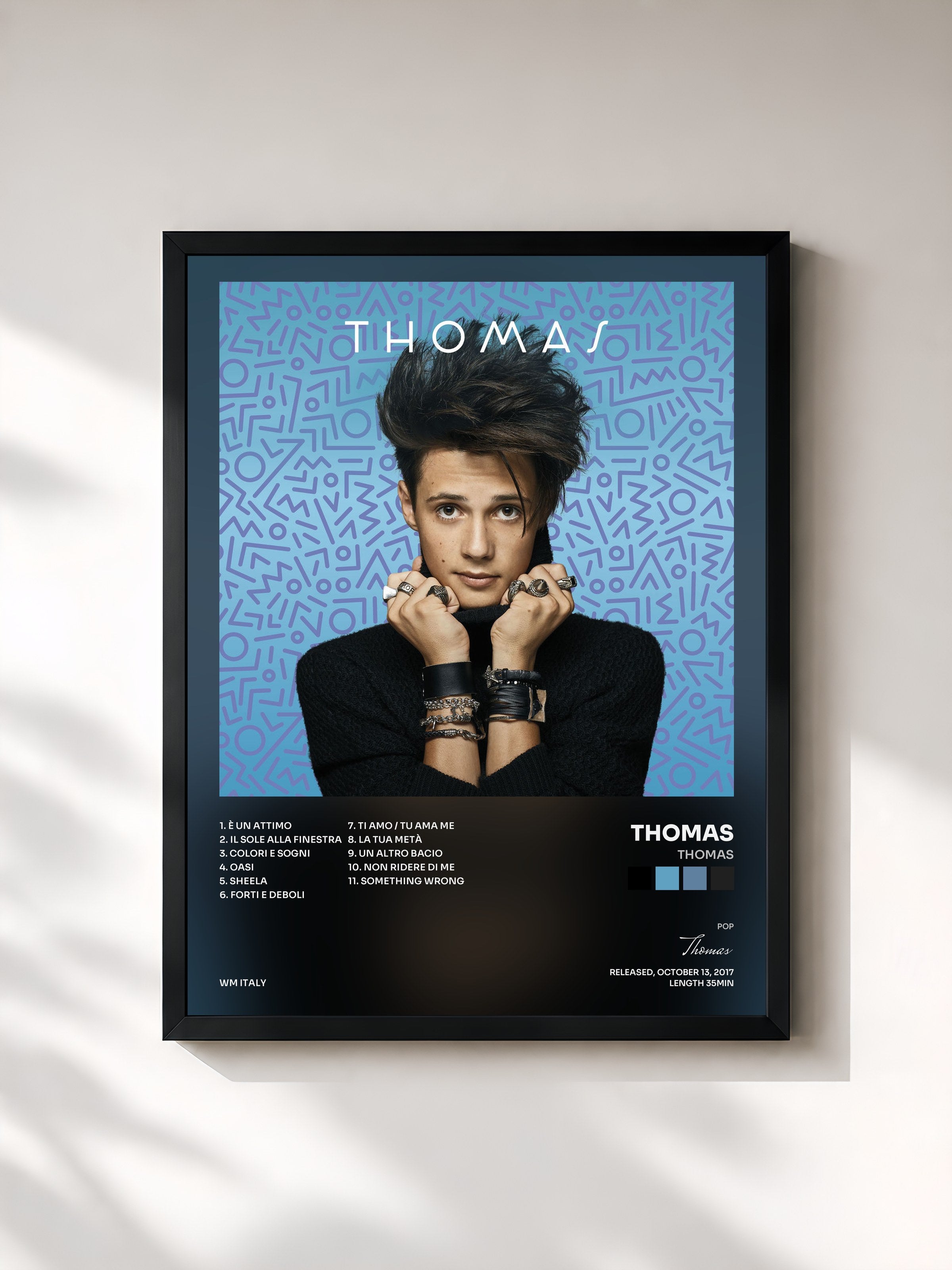 #noir Tableau de l'album Thomas de Thomas, cadre noir, imprimé et encadré en France