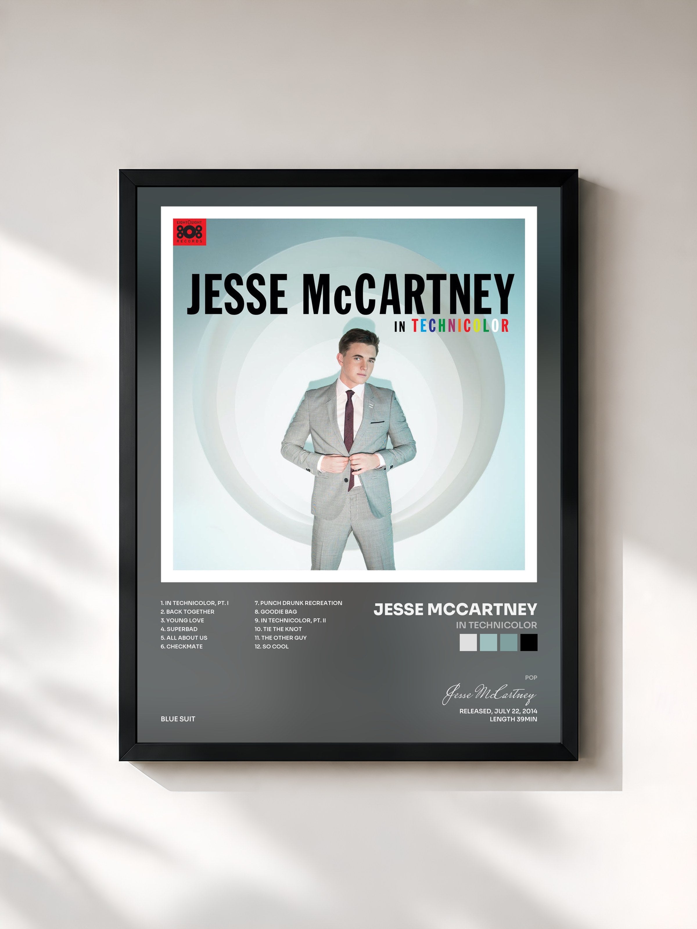 #noir Tableau de l'album In Technicolor de Jesse McCartney, cadre noir, imprimé et encadré en France