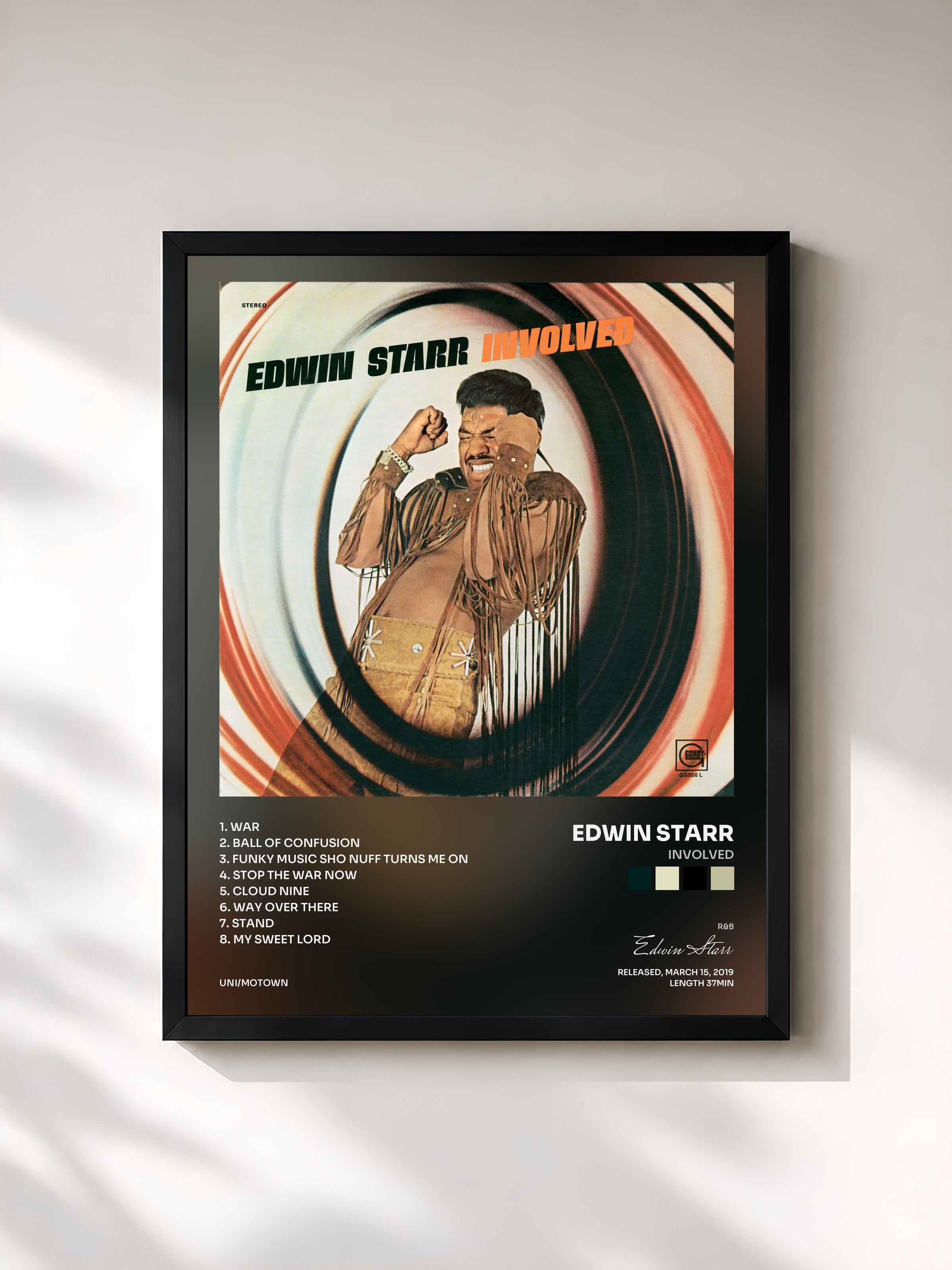 #noir Tableau de l'album Involved de Edwin Starr, cadre noir, imprimé et encadré en France