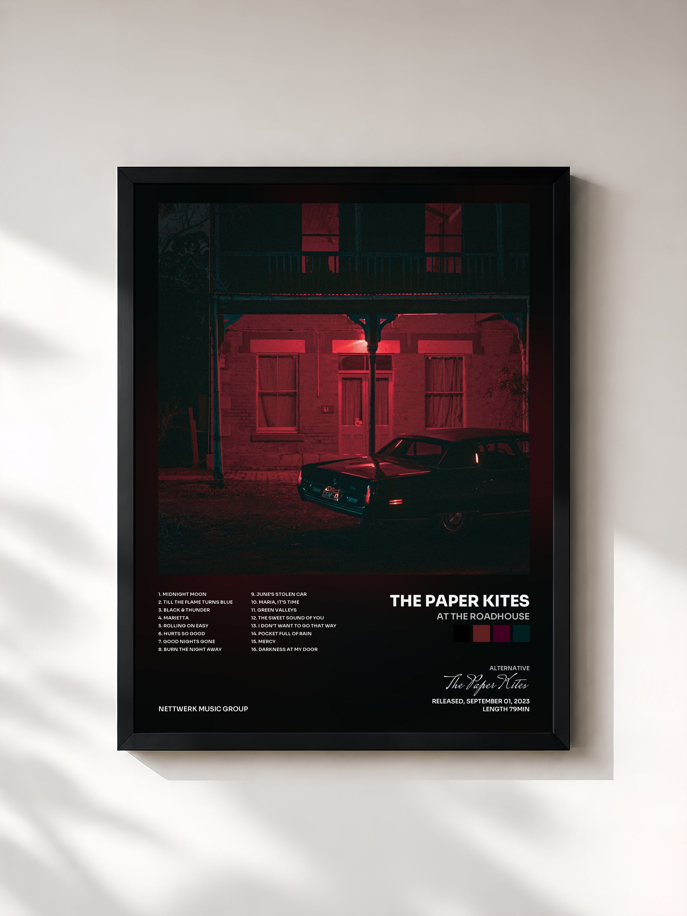 #noir Tableau de l'album At the Roadhouse de The Paper Kites, cadre noir, imprimé et encadré en France