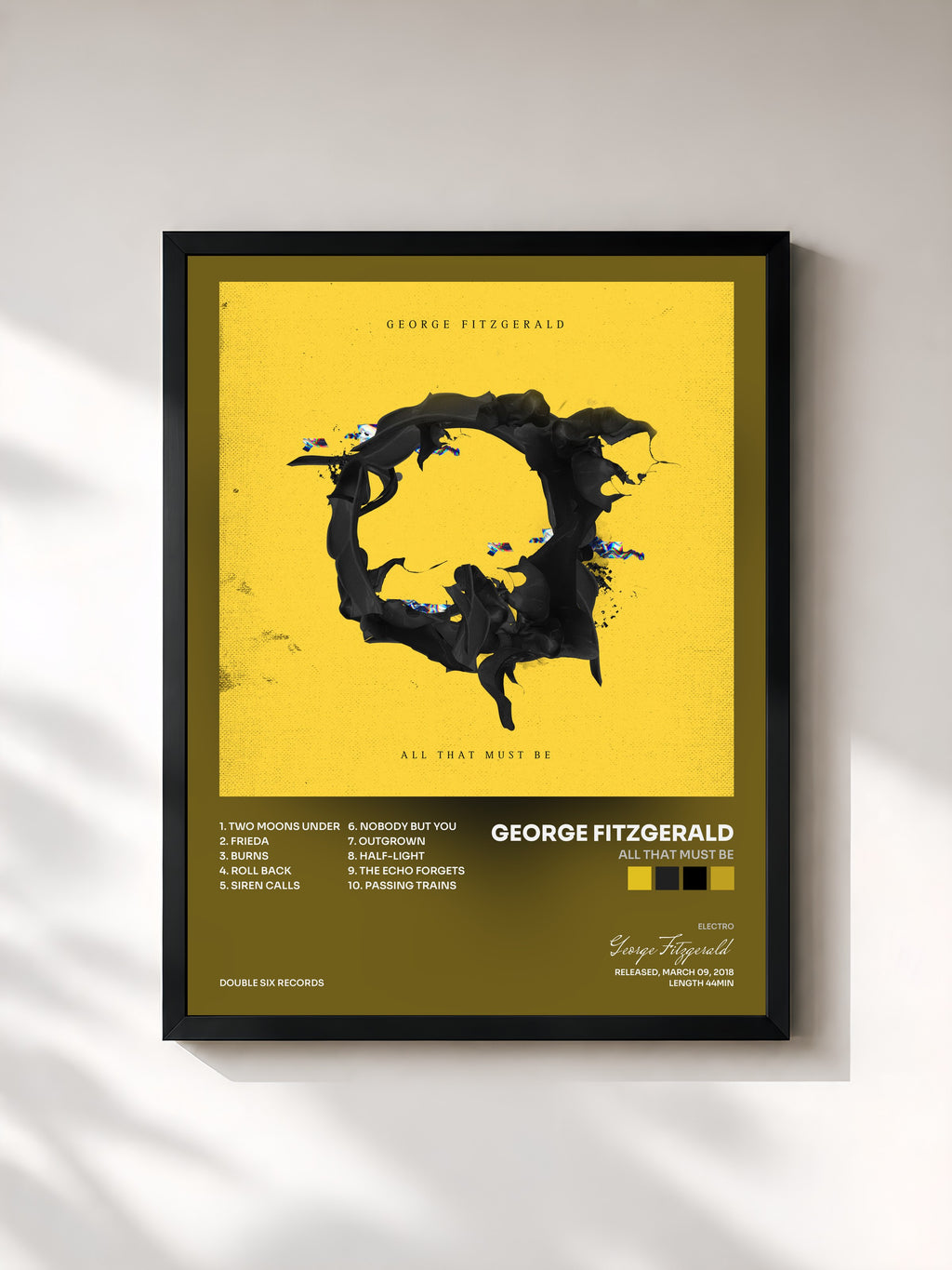 #noir Tableau de l'album All That Must Be de George Fitzgerald, cadre noir, imprimé et encadré en France