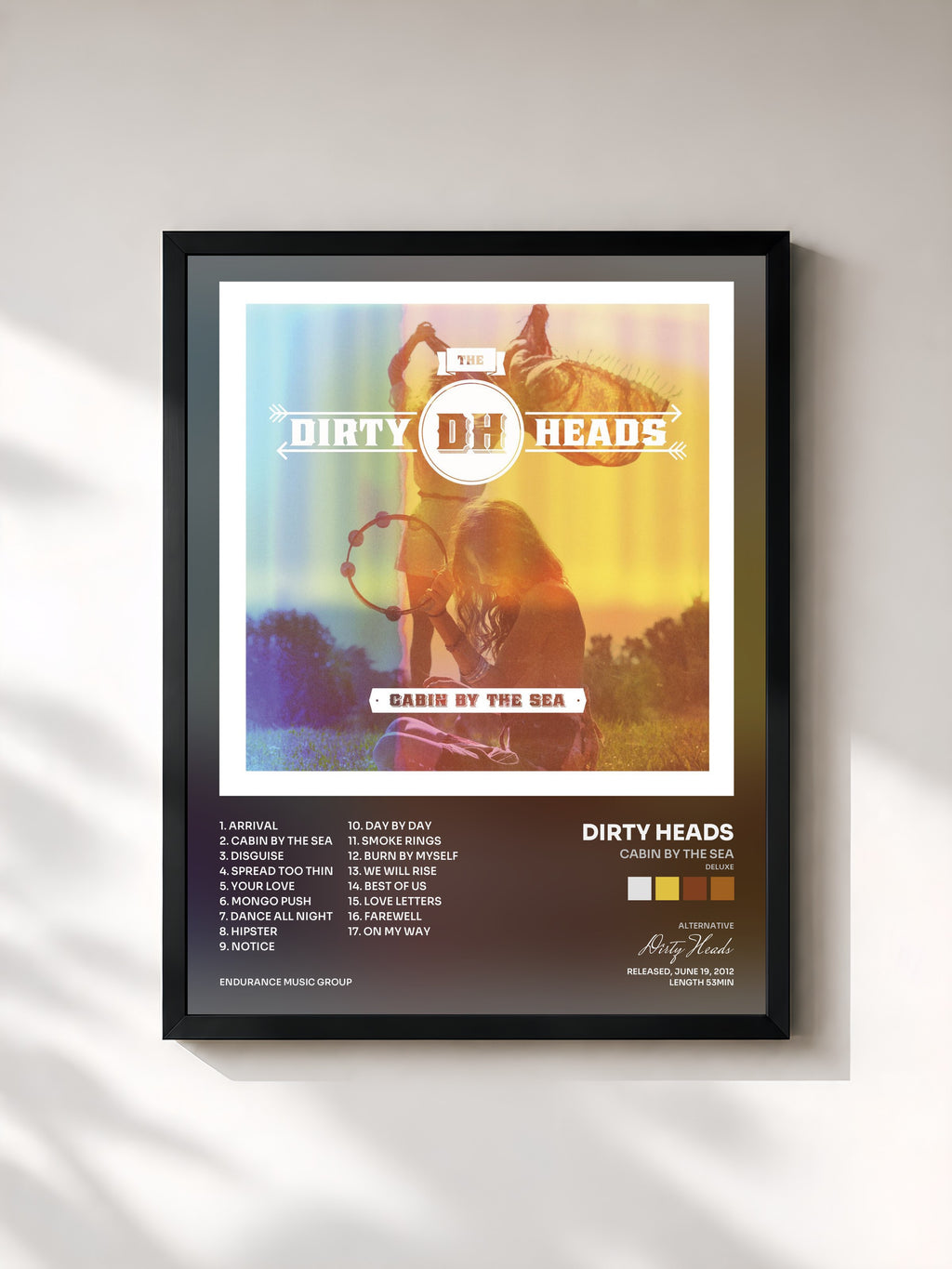 #noir Tableau de l'album Cabin By the Sea (Deluxe) de Dirty Heads, cadre noir, imprimé et encadré en France