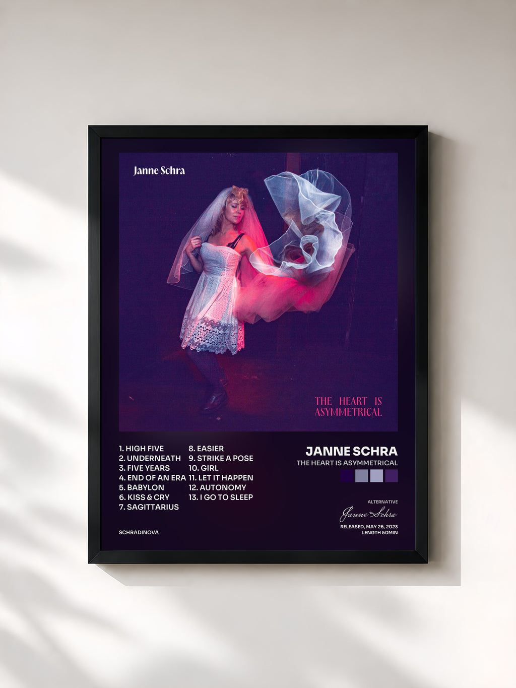 #noir Tableau de l'album The Heart is Asymmetrical de Janne Schra, cadre noir, imprimé et encadré en France