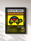 #noir Tableau de l'album Un Planeta Llamado Nosotros de Maldita Nerea, cadre noir, imprimé et encadré en France