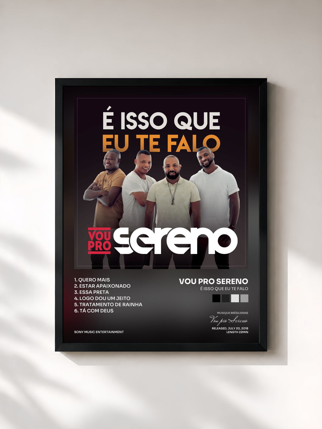 #noir Tableau de l'album É Isso que Eu Te Falo de Vou pro Sereno, cadre noir, imprimé et encadré en France