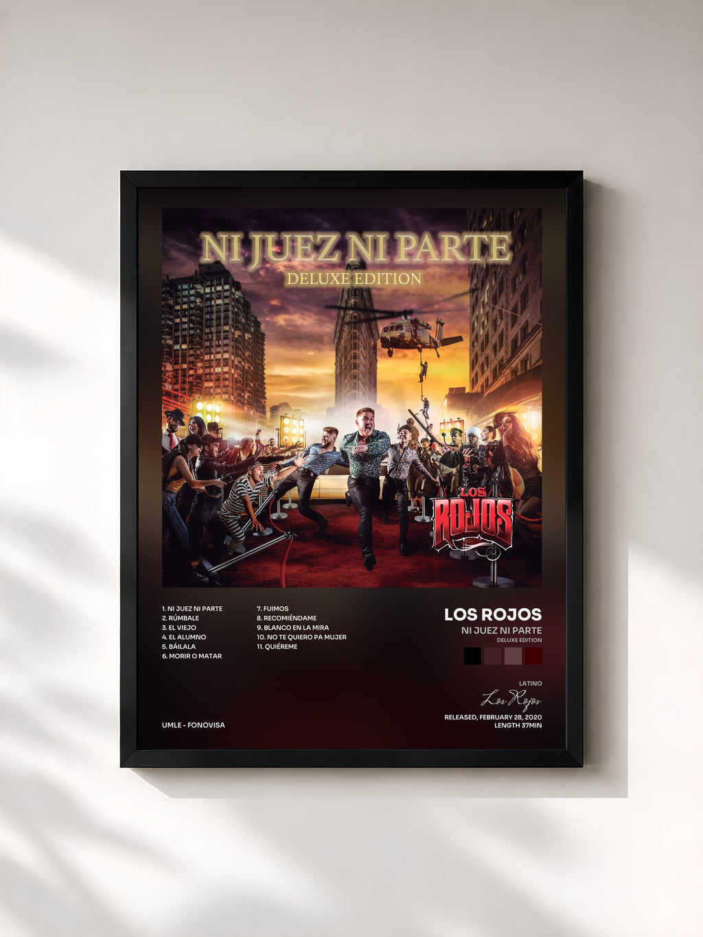 #noir Tableau de l'album Ni Juez Ni Parte (Deluxe Edition) de Los Rojos, cadre noir, imprimé et encadré en France
