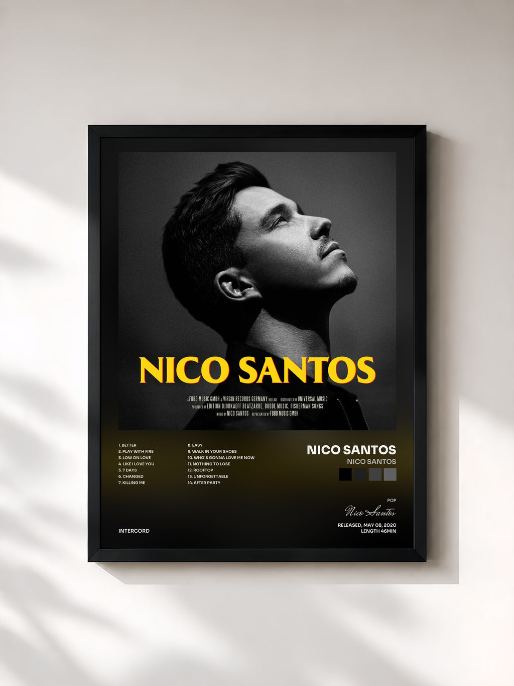 #noir Tableau de l'album Nico Santos de Nico Santos, cadre noir, imprimé et encadré en France