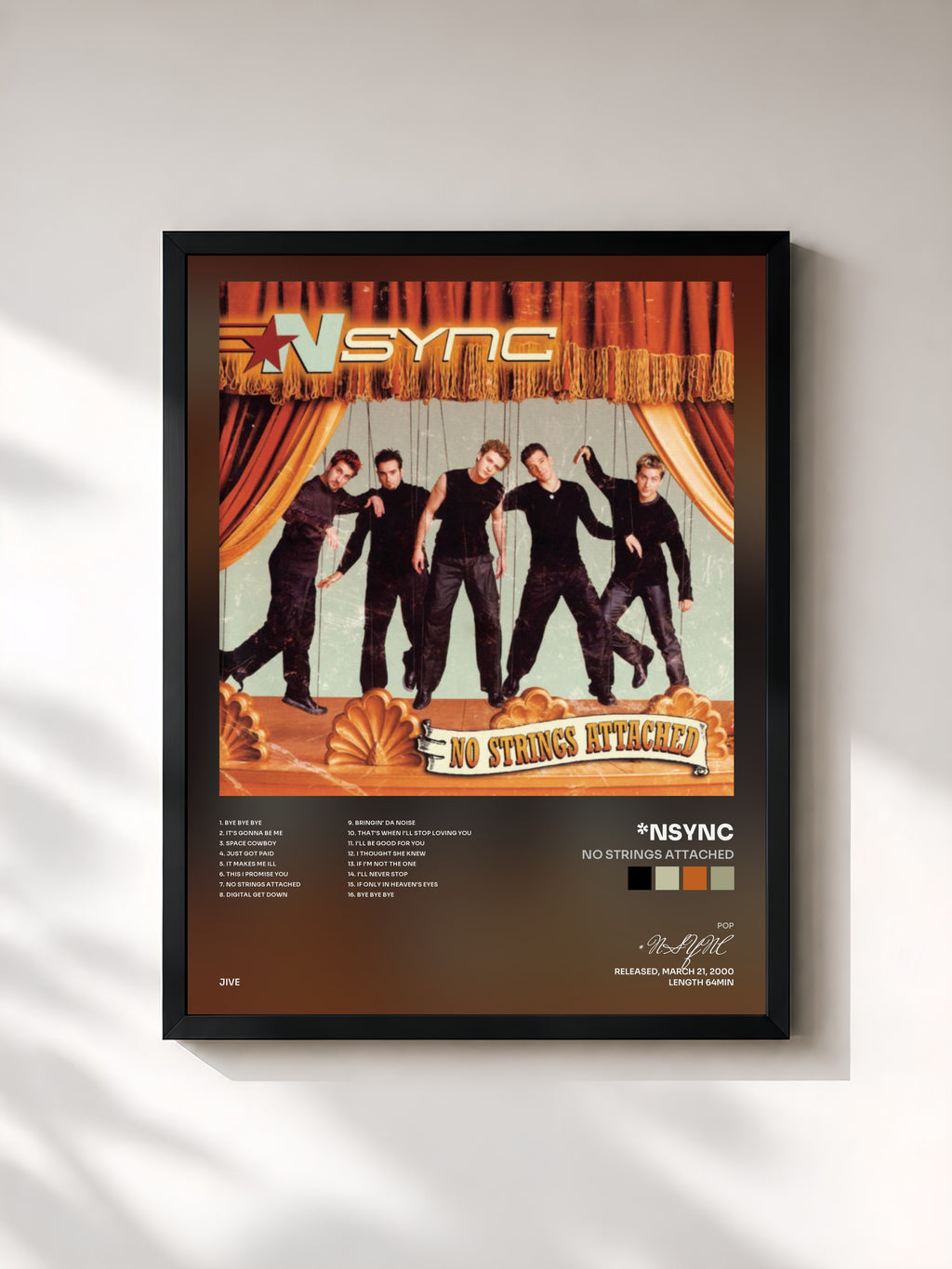 #noir Tableau de l'album No Strings Attached de *NSYNC, cadre noir, imprimé et encadré en France