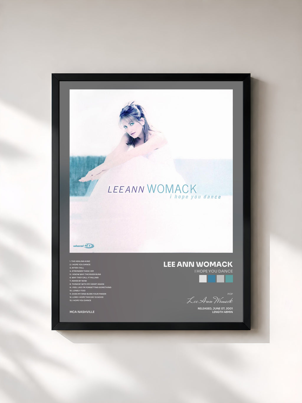#noir Tableau de l'album I Hope You Dance de Lee Ann Womack, cadre noir, imprimé et encadré en France
