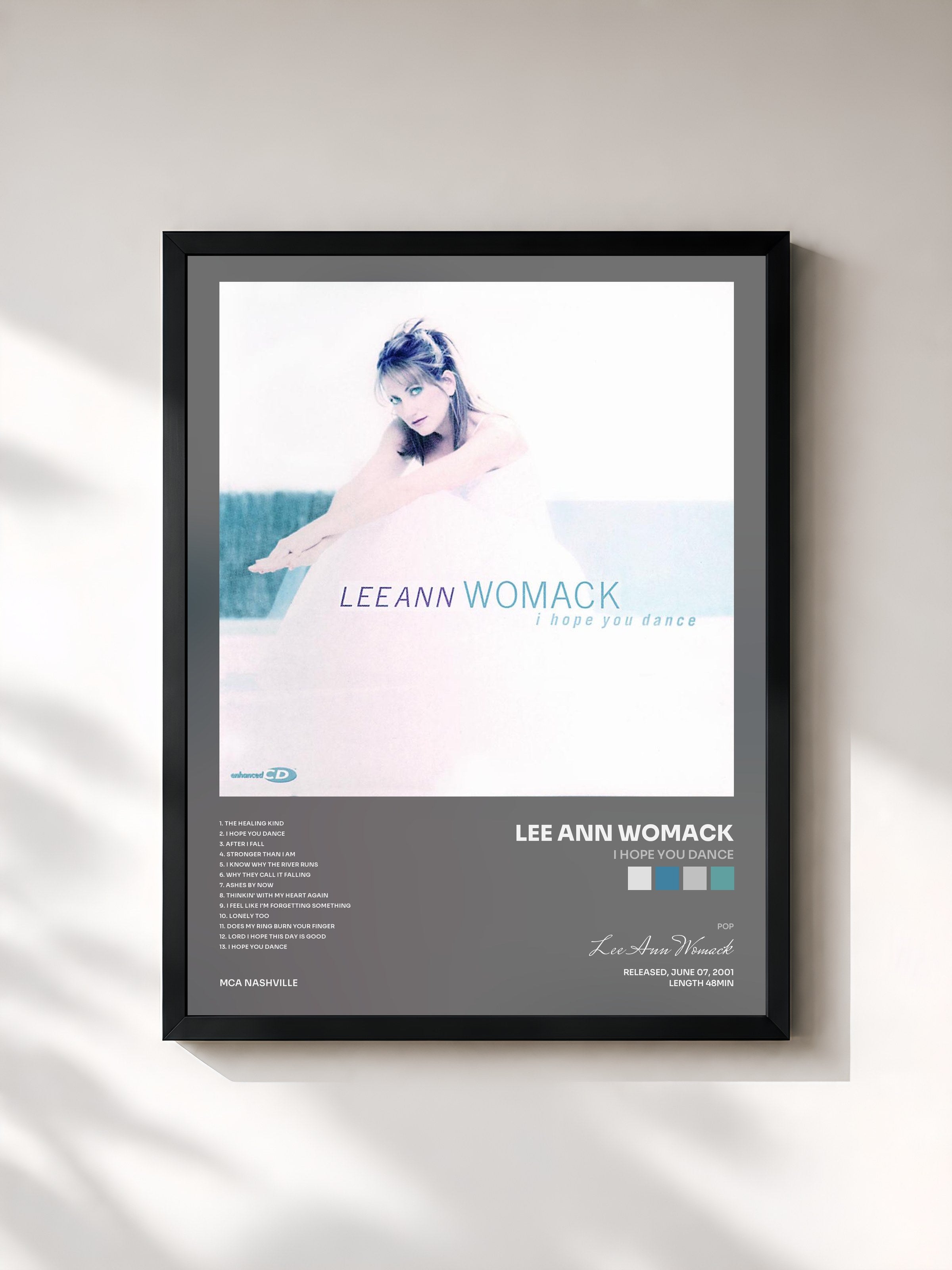 #noir Tableau de l'album I Hope You Dance de Lee Ann Womack, cadre noir, imprimé et encadré en France