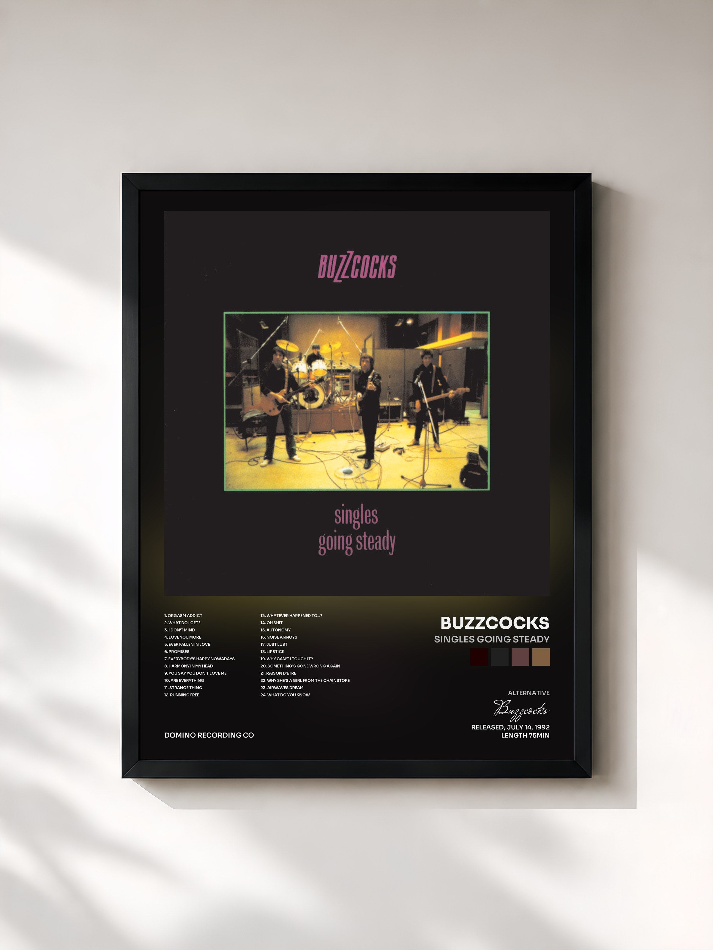 #noir Tableau de l'album Singles Going Steady de Buzzcocks, cadre noir, imprimé et encadré en France