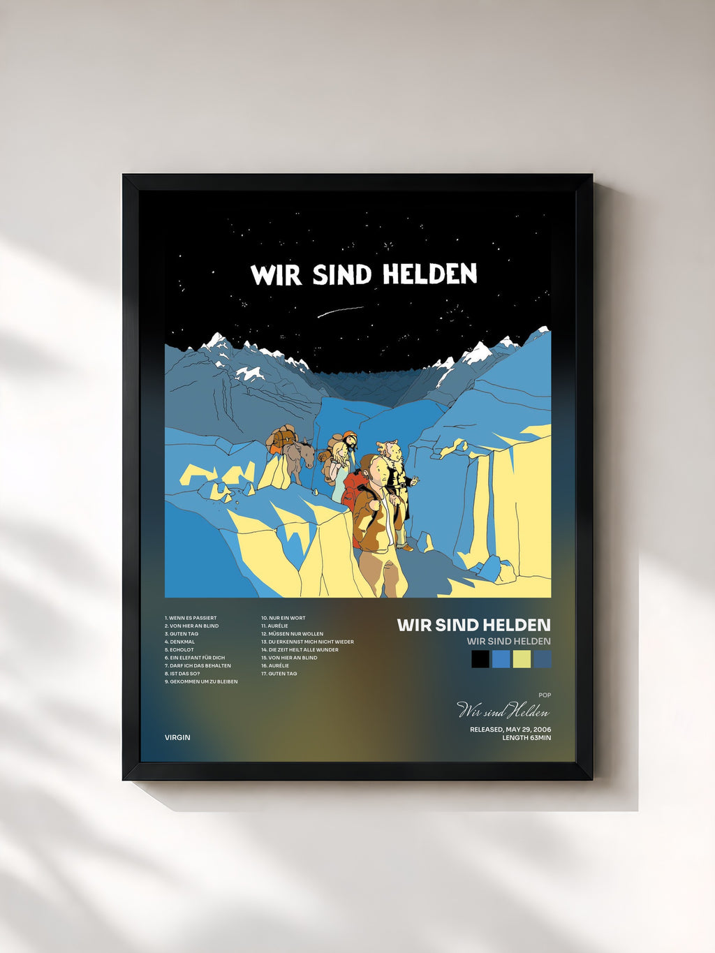 #noir Tableau de l'album Wir sind Helden de Wir sind Helden, cadre noir, imprimé et encadré en France