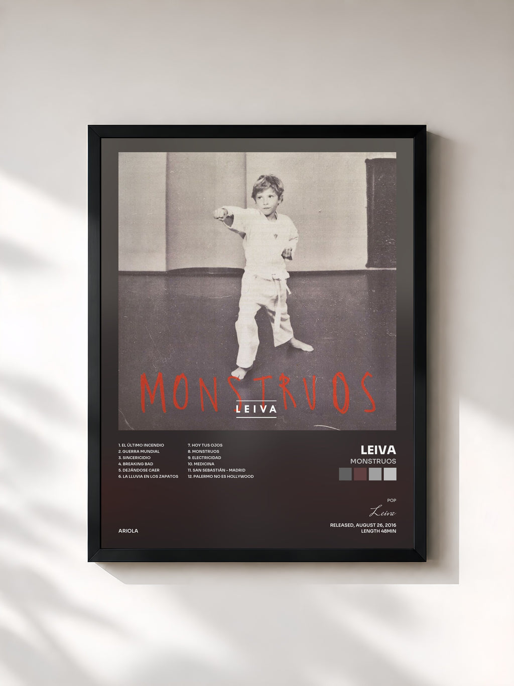 #noir Tableau de l'album Monstruos de Leiva, cadre noir, imprimé et encadré en France