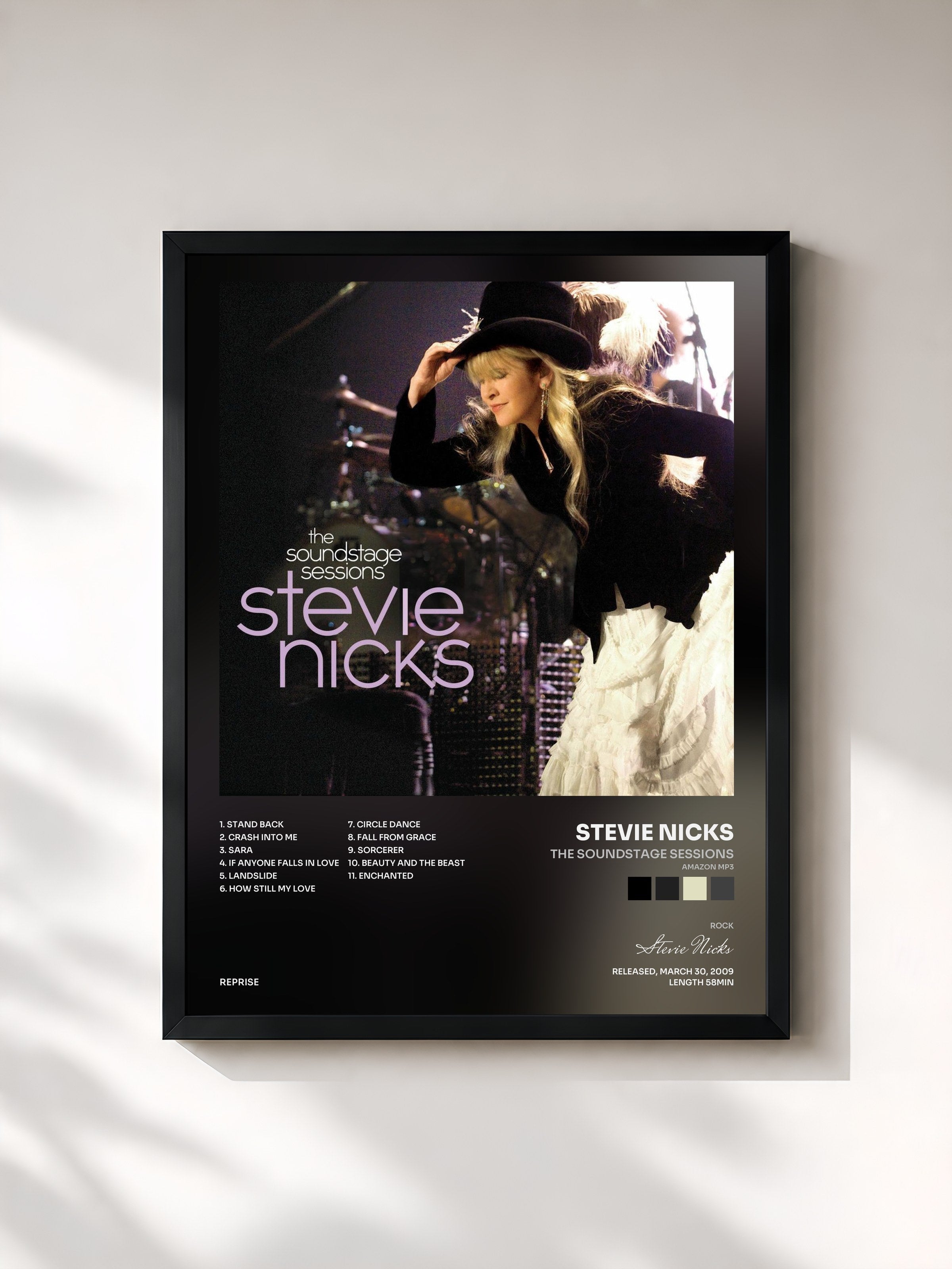 #noir Tableau de l'album The Soundstage Sessions (Amazon MP3) de Stevie Nicks, cadre noir, imprimé et encadré en France