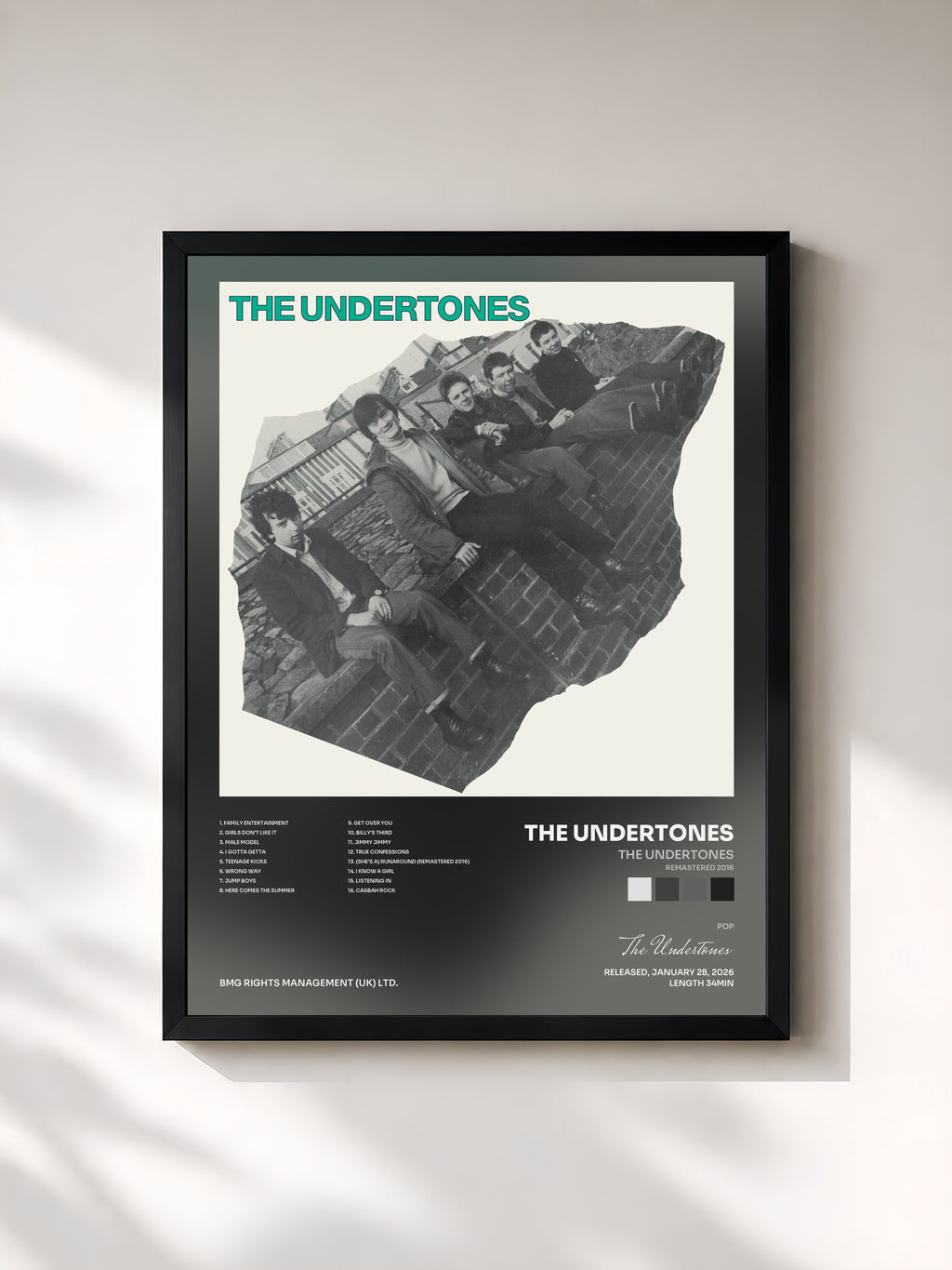 #noir Tableau de l'album The Undertones (Remastered 2016) de The Undertones, cadre noir, imprimé et encadré en France