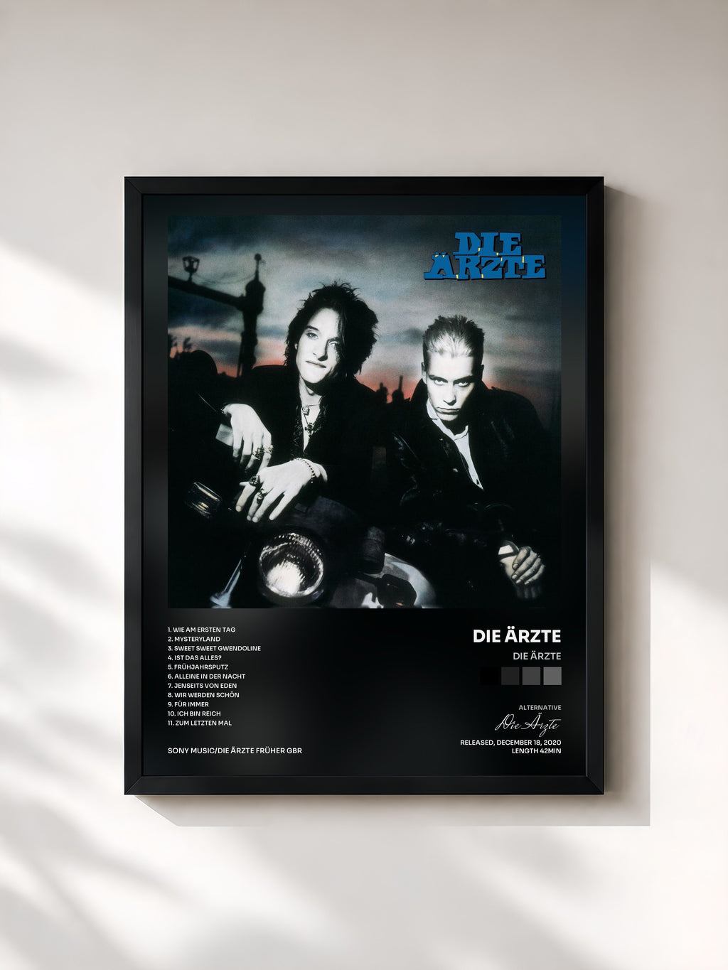 #noir Tableau de l'album Die Ärzte de Die Ärzte, cadre noir, imprimé et encadré en France