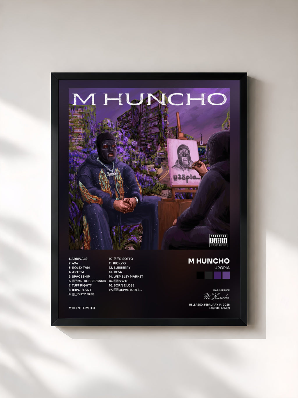 #noir Tableau de l'album U2OPIA de M Huncho, cadre noir, imprimé et encadré en France