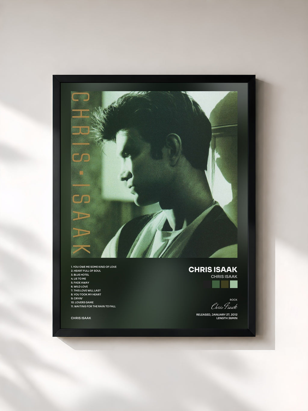 #noir Tableau de l'album Chris Isaak de Chris Isaak, cadre noir, imprimé et encadré en France