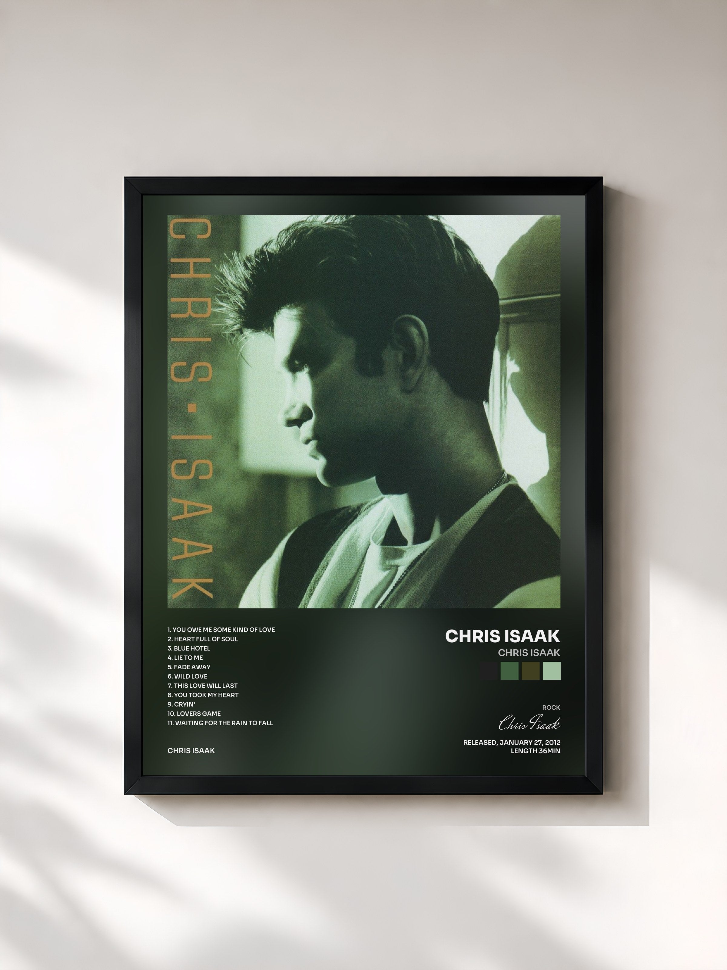 #noir Tableau de l'album Chris Isaak de Chris Isaak, cadre noir, imprimé et encadré en France