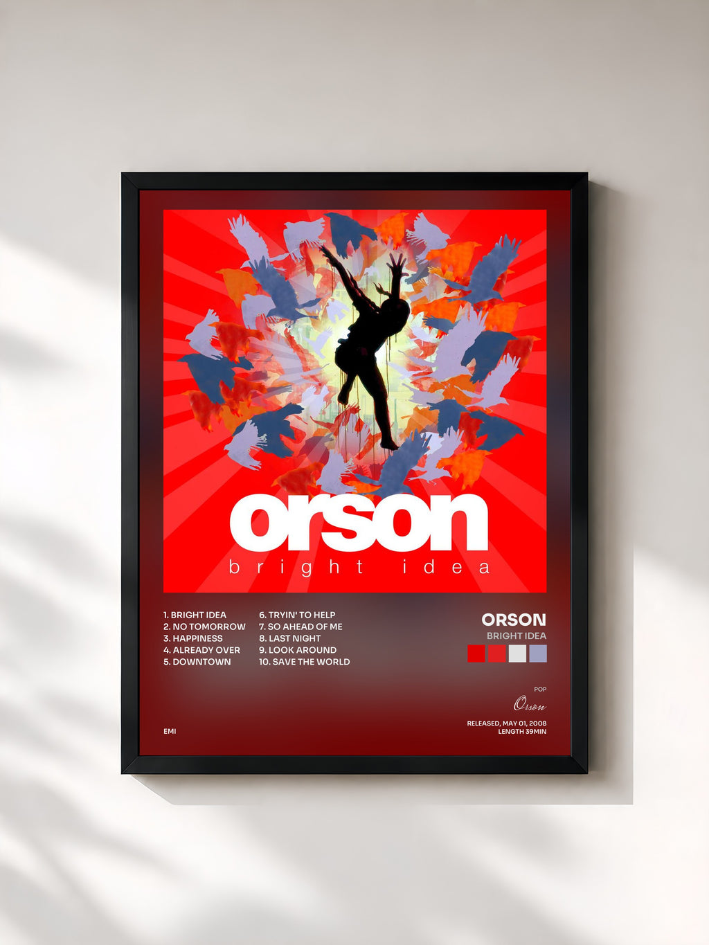 #noir Tableau de l'album Bright Idea de Orson, cadre noir, imprimé et encadré en France