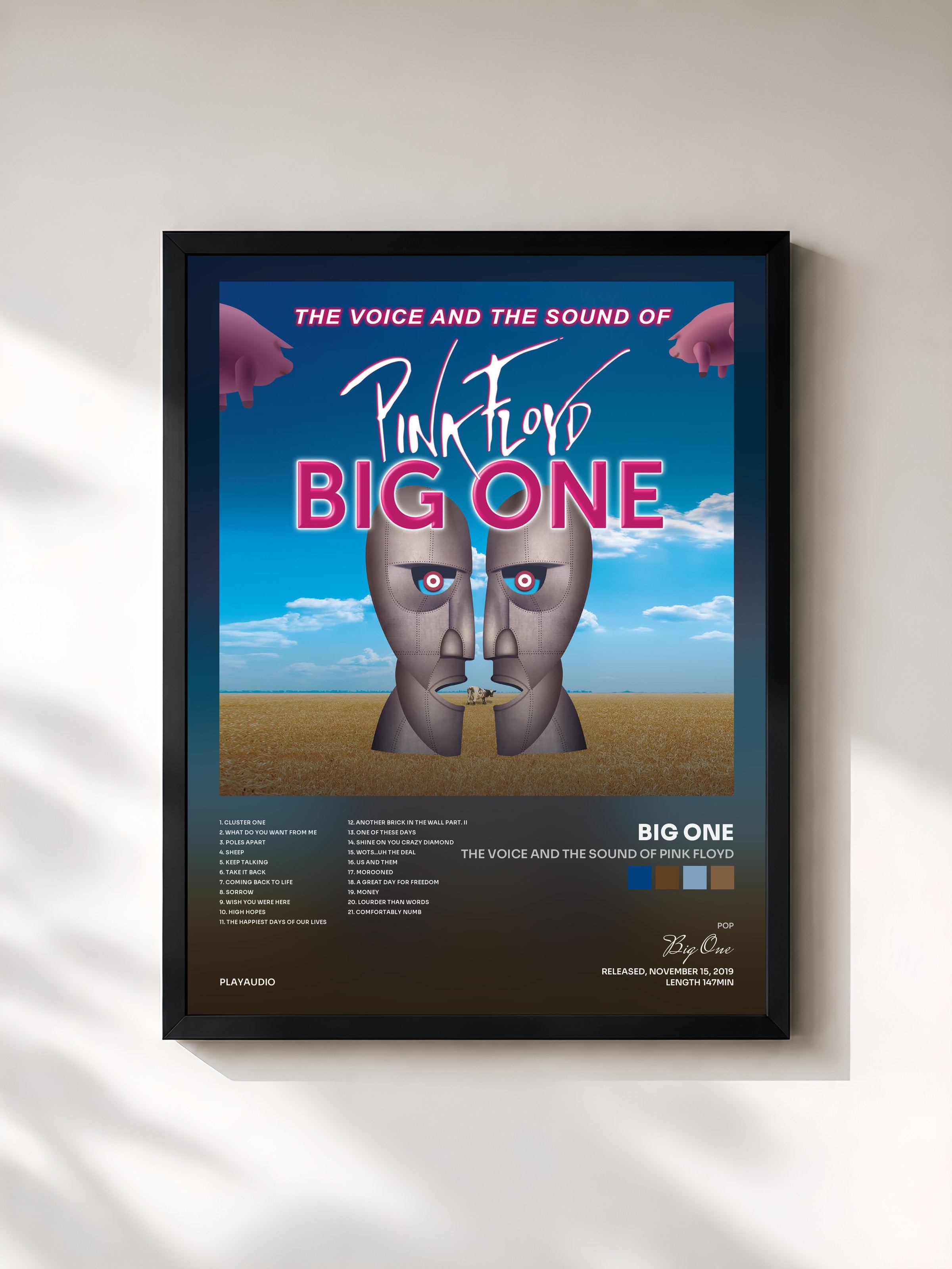 #noir Tableau de l'album The Voice and the Sound of Pink Floyd de Big One, cadre noir, imprimé et encadré en France
