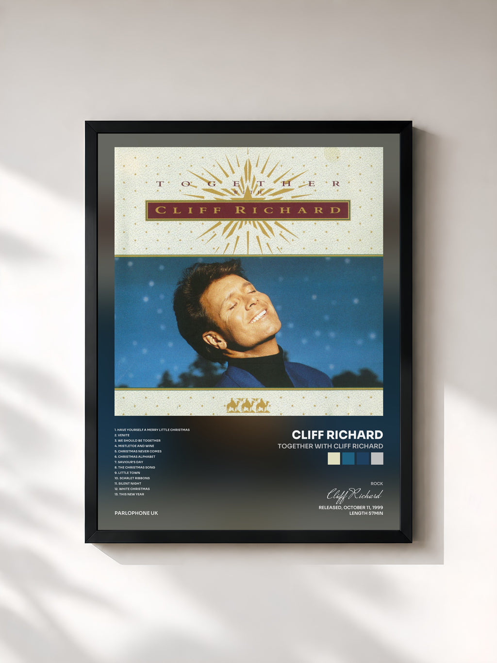 #noir Tableau de l'album Together With Cliff Richard de Cliff Richard, cadre noir, imprimé et encadré en France