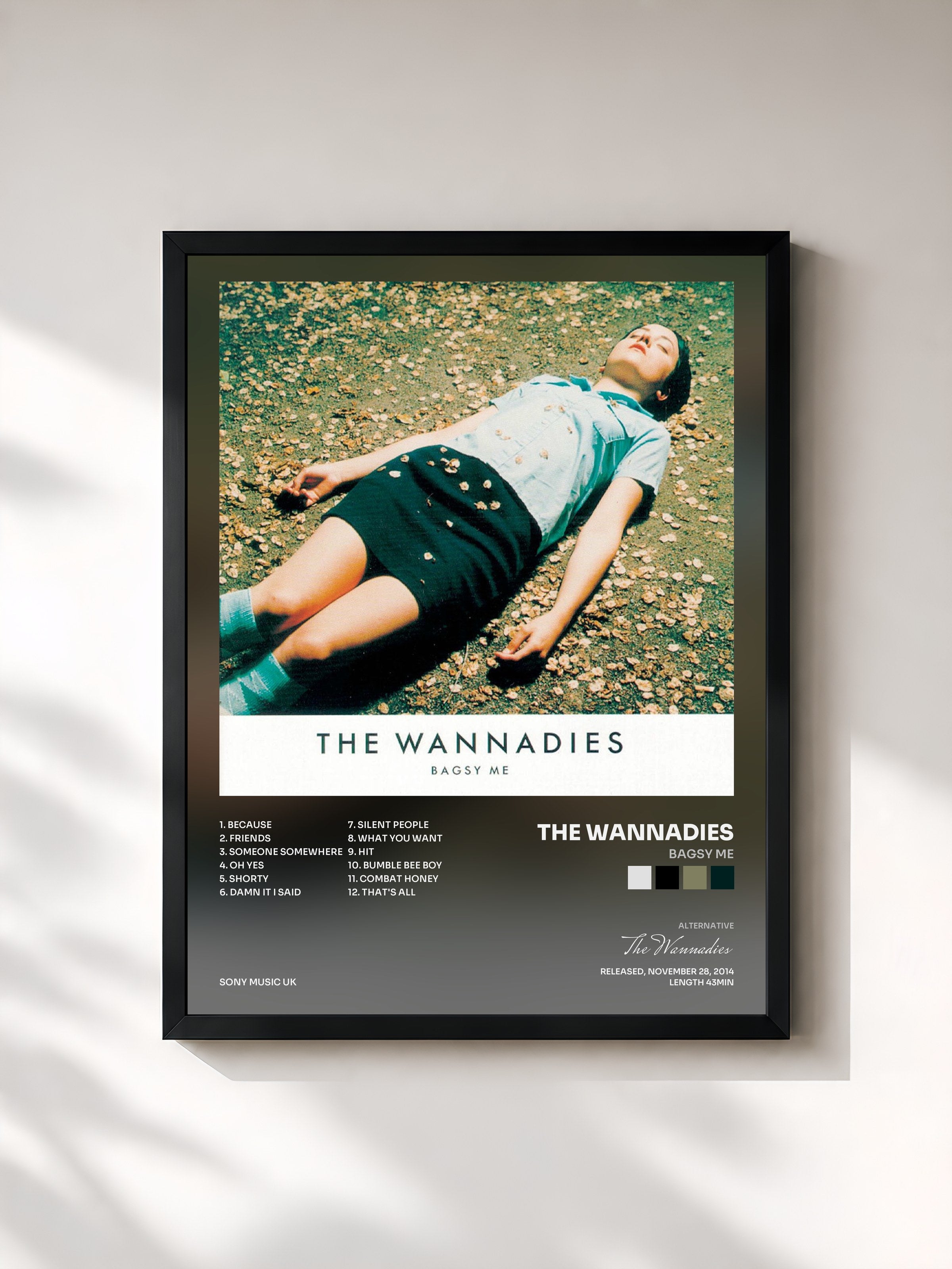 #noir Tableau de l'album Bagsy Me de The Wannadies, cadre noir, imprimé et encadré en France