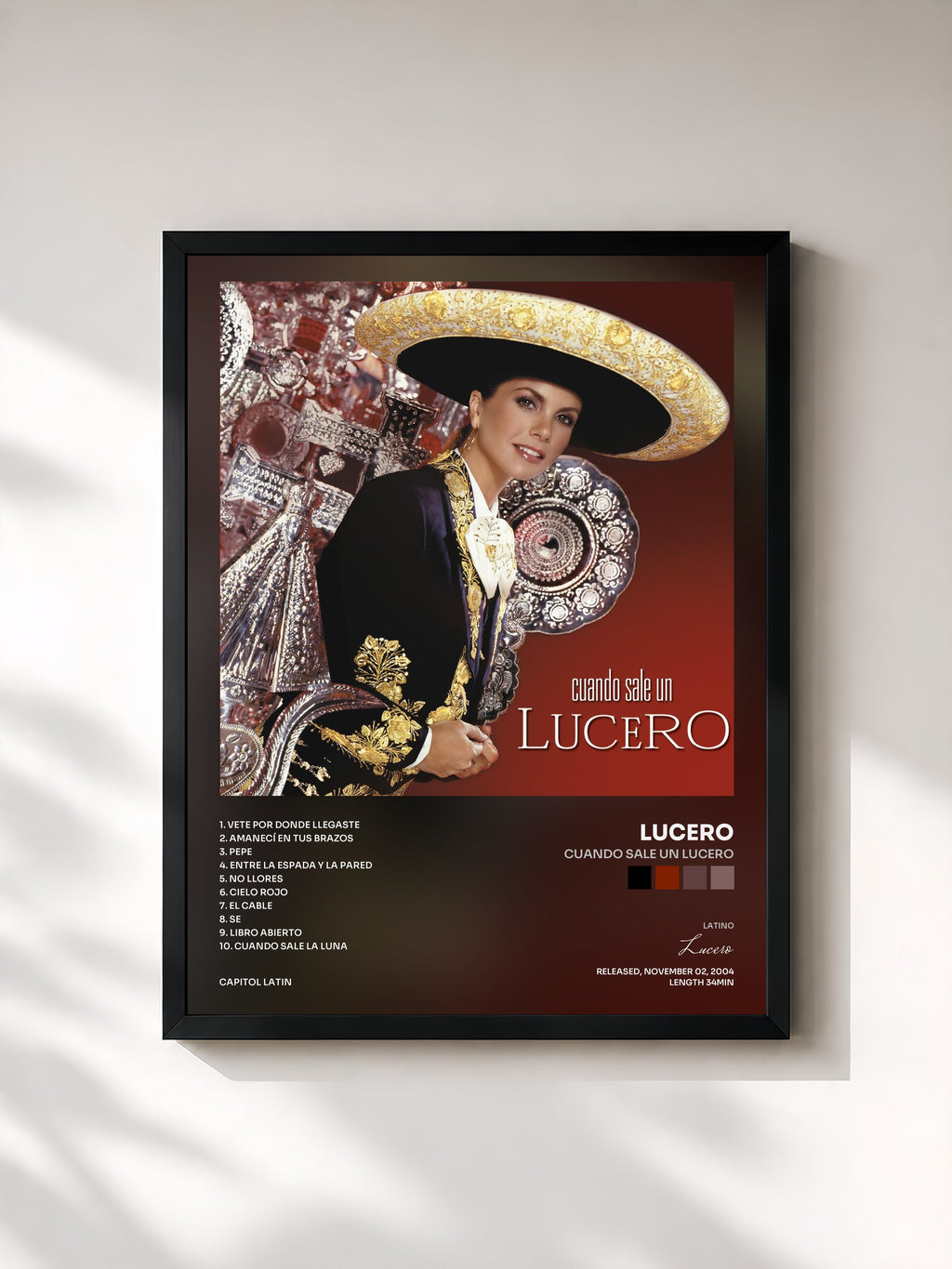 #noir Tableau de l'album Cuando Sale Un Lucero de Lucero, cadre noir, imprimé et encadré en France