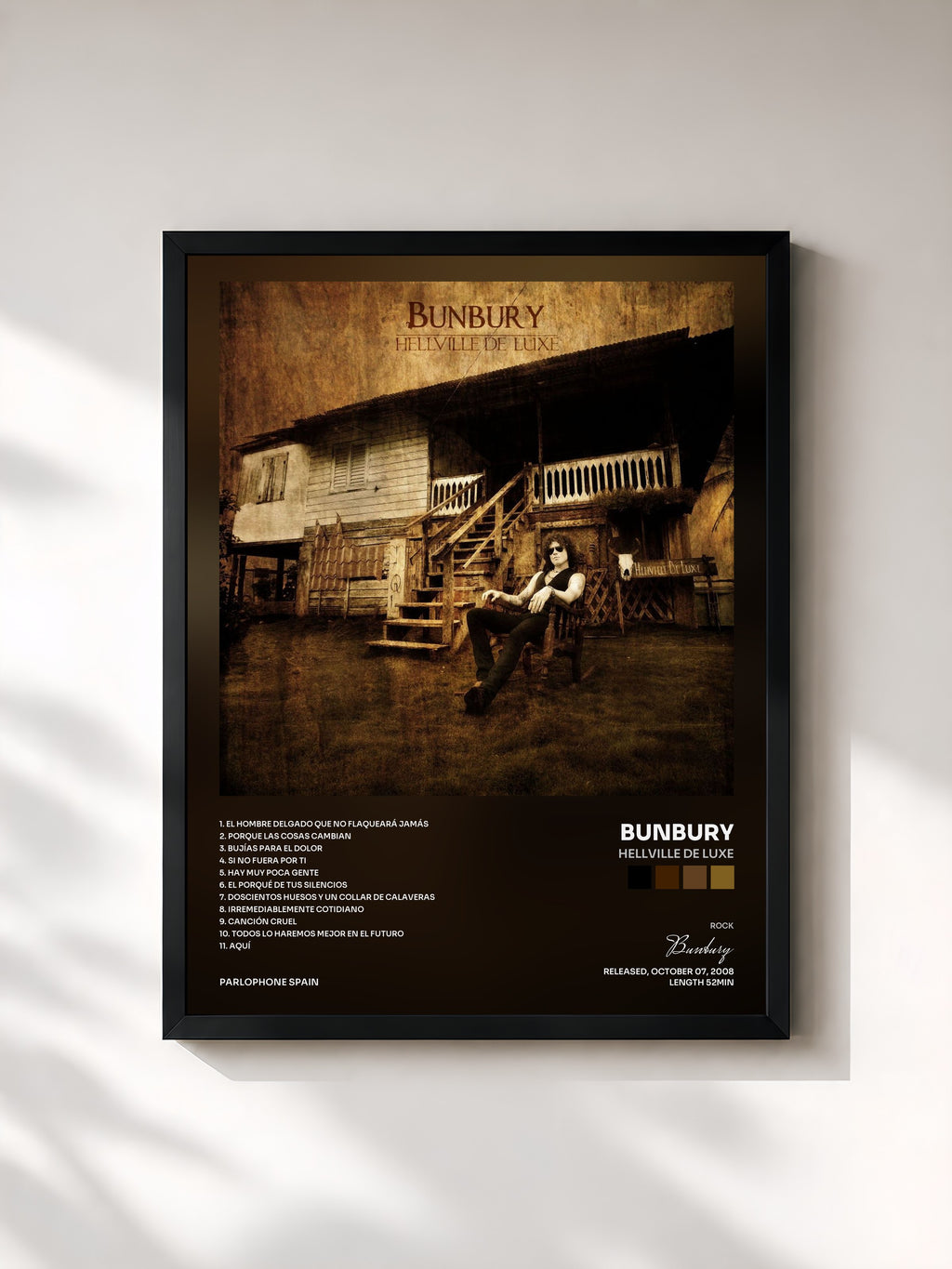 #noir Tableau de l'album Hellville De Luxe de Bunbury, cadre noir, imprimé et encadré en France